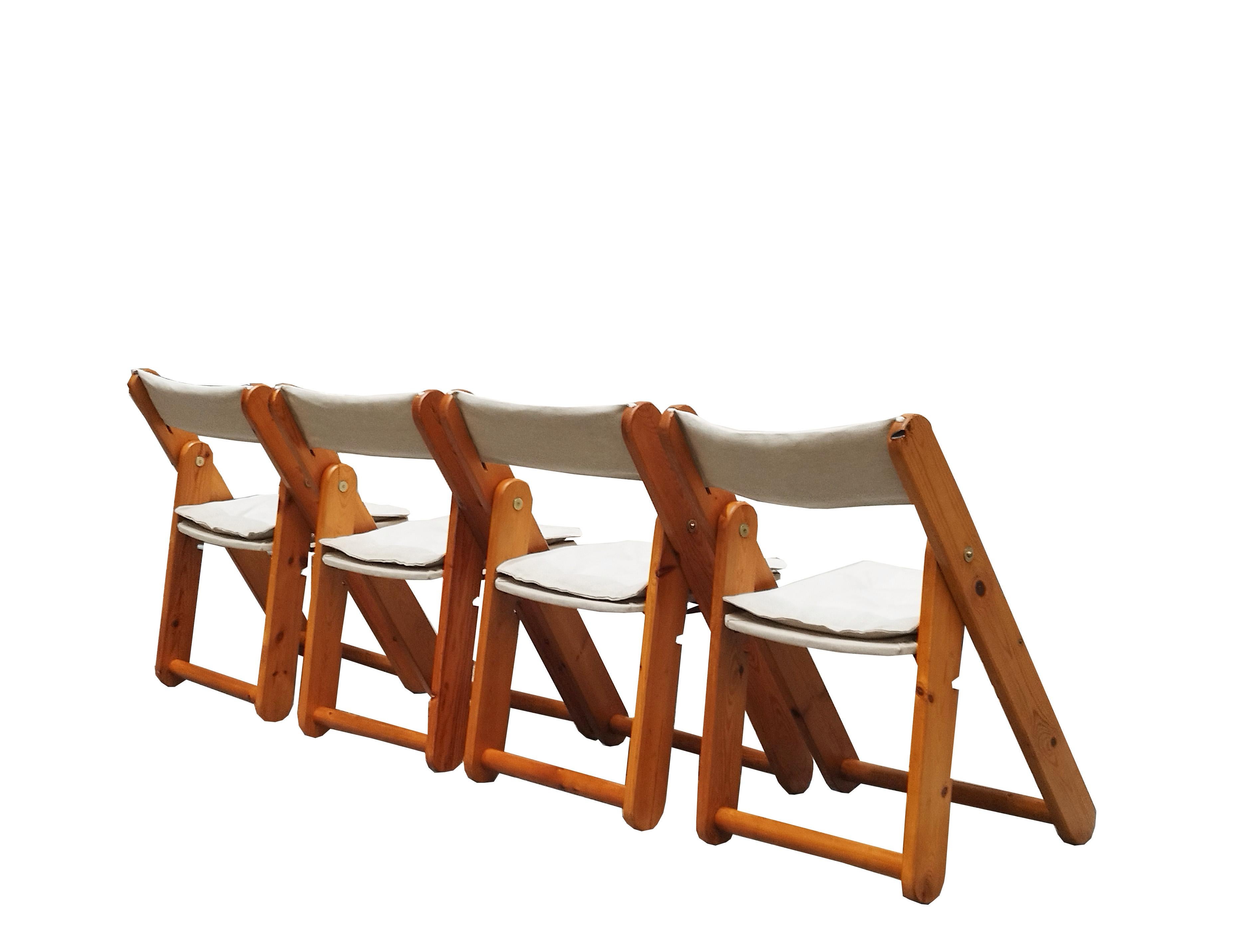 Mid-Century Modern Gillis Lundgren for Ikea Set of 4 Kon-Tiki Folding Chairs, 1970s