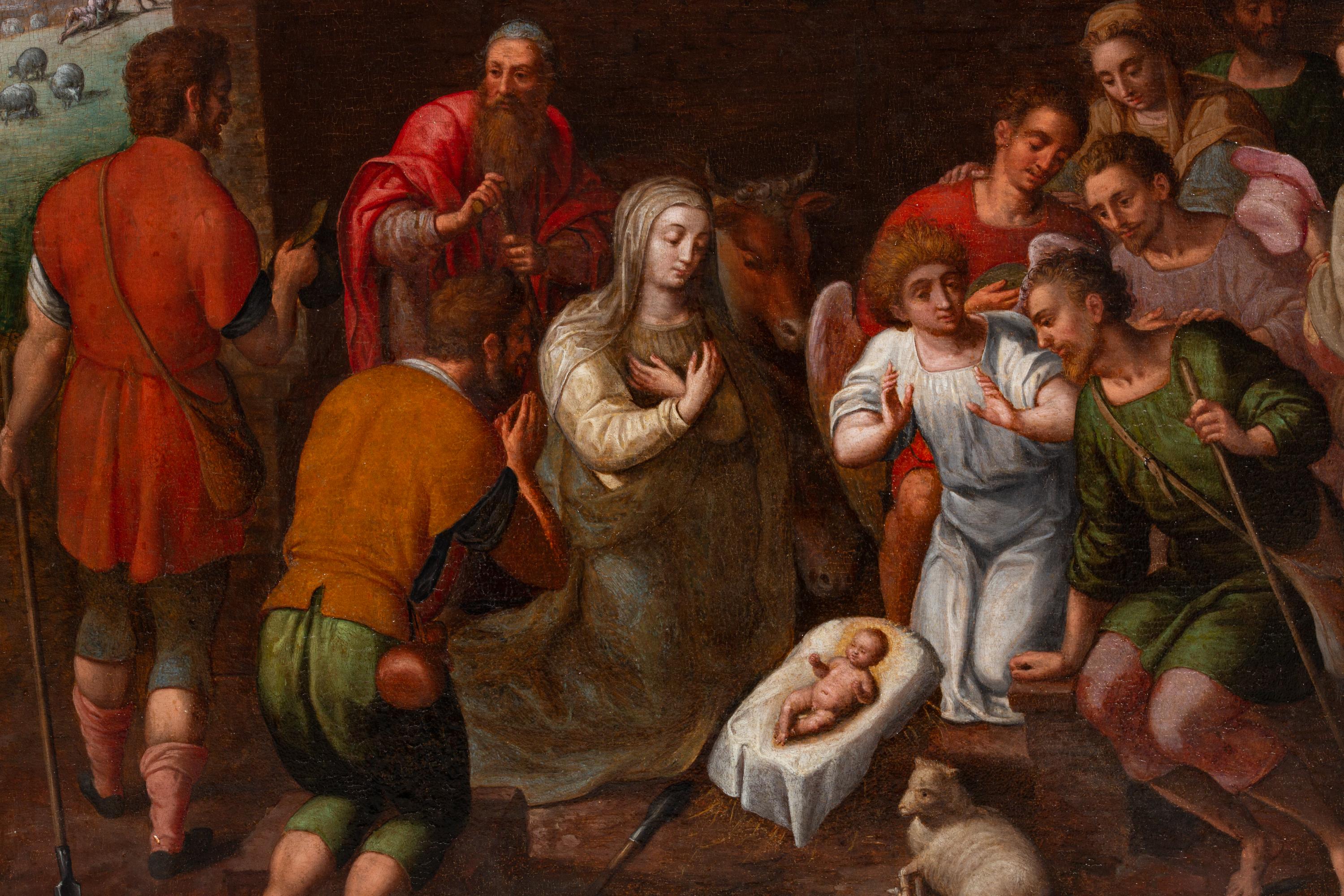 Adorazione dei pastori di Gillis Mostaert (1534 - 1598) Rinascimento fiammingo in vendita 4