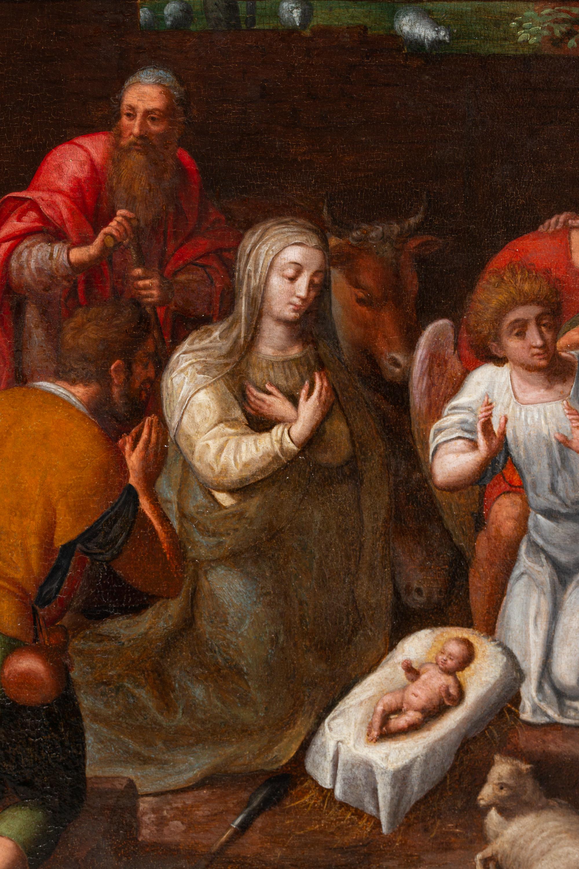 Adorazione dei pastori di Gillis Mostaert (1534 - 1598) Rinascimento fiammingo in vendita 7