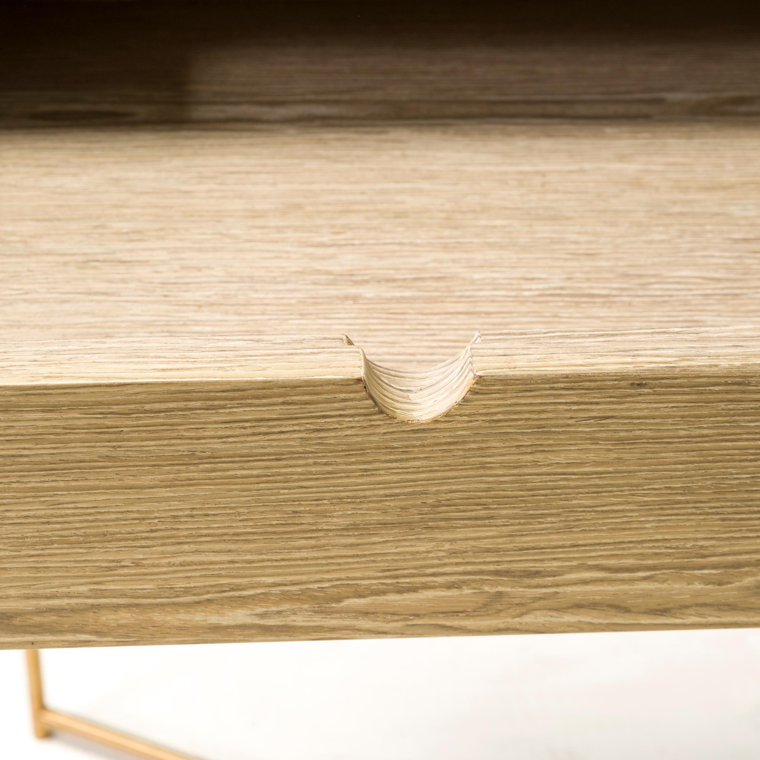 Table console en chêne gris à tiroirs Gillmore Iris 3