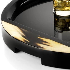 Gillo Tray in Dark Hornwood with Lacquered Black Gloss Finish by Arcahorn
