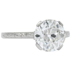 Gillot & Co. 3.21 Carat Old European Diamond Platinum Engagement Ring GIA