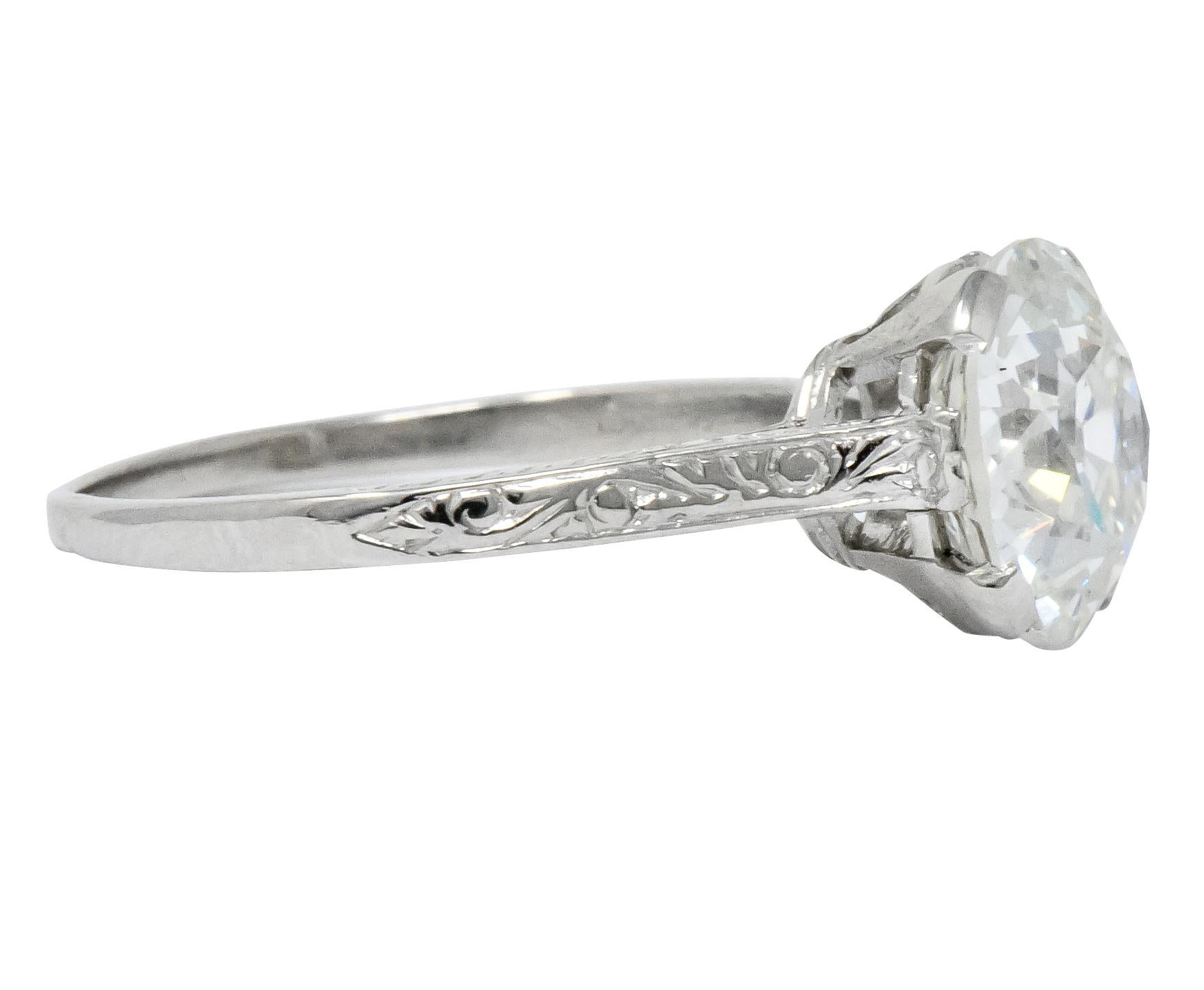 Edwardian Gillot & Co. 3.21 Carat Old European Diamond Platinum Engagement Ring GIA
