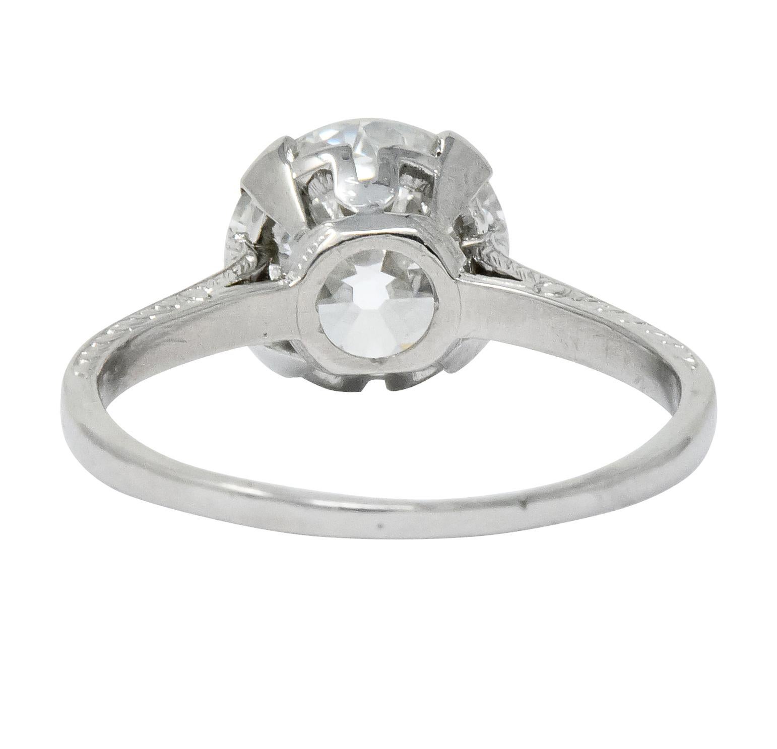 Old European Cut Gillot & Co. 3.21 Carat Old European Diamond Platinum Engagement Ring GIA