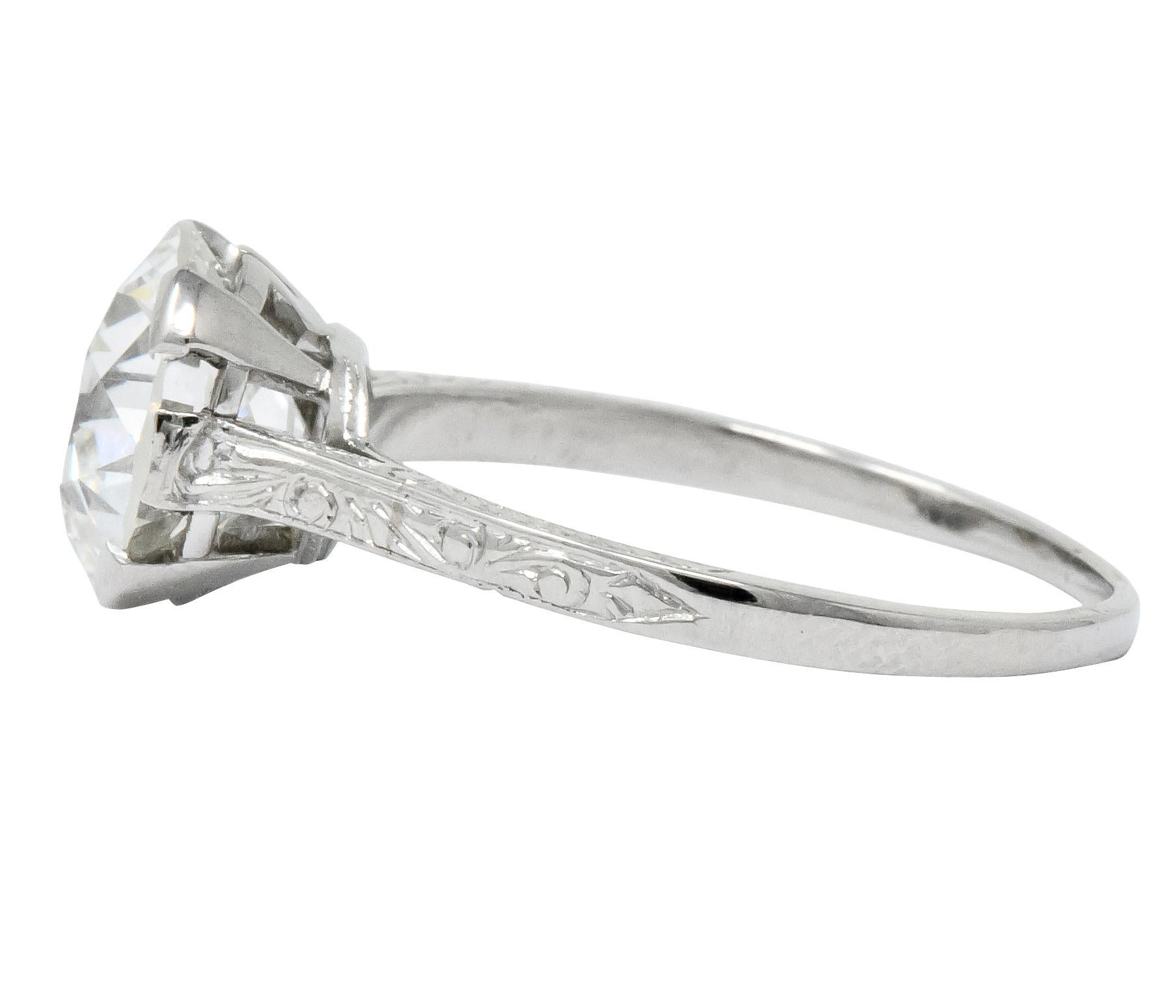 Gillot & Co. 3.21 Carat Old European Diamond Platinum Engagement Ring GIA In Excellent Condition In Philadelphia, PA