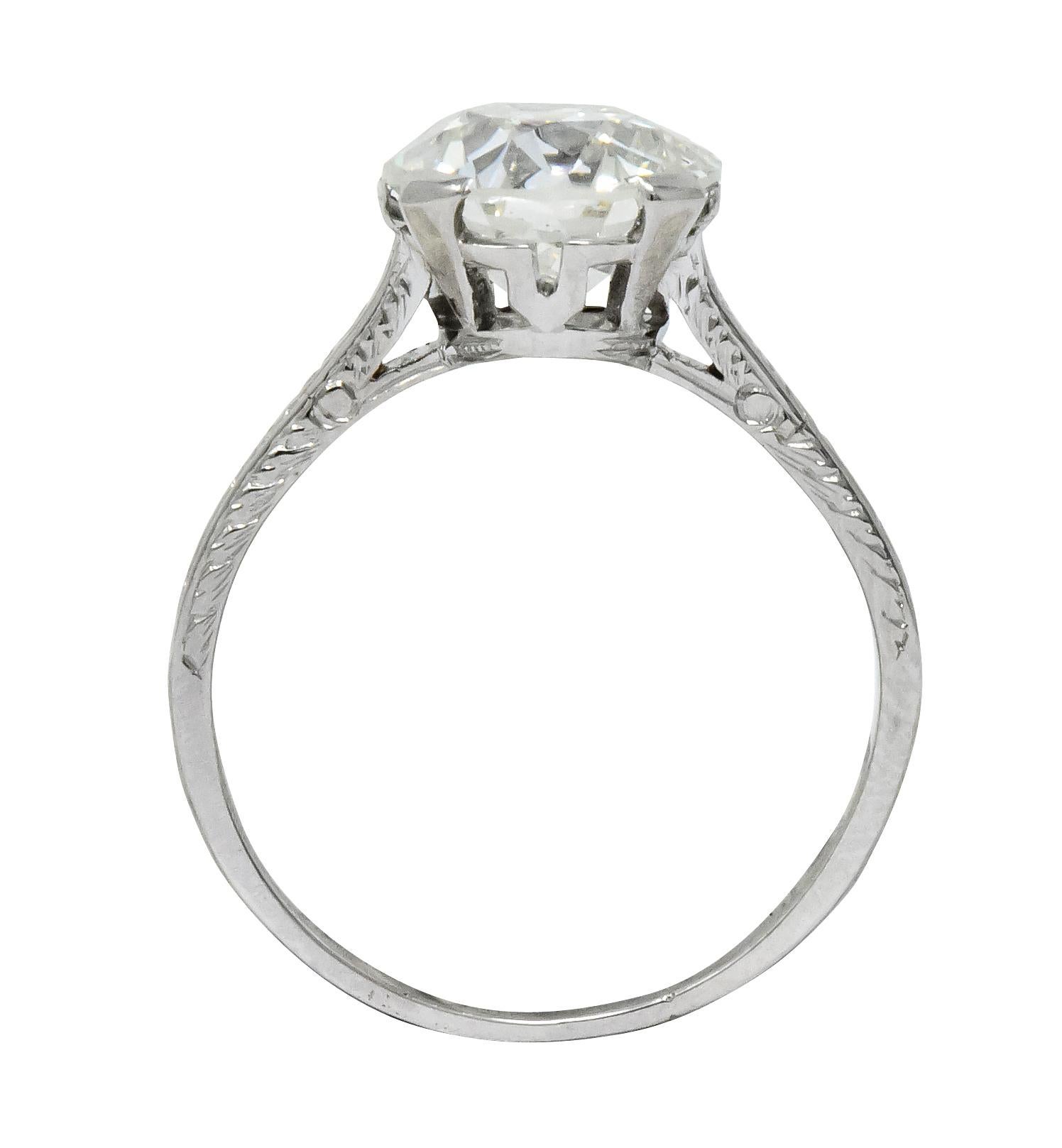 Gillot & Co. 3.21 Carat Old European Diamond Platinum Engagement Ring GIA 1