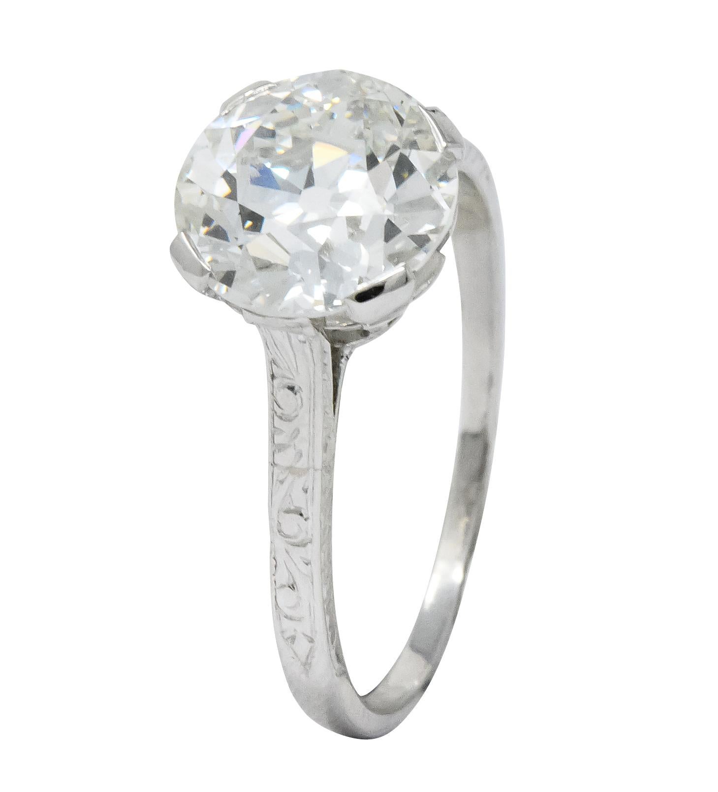 Gillot & Co. 3.21 Carat Old European Diamond Platinum Engagement Ring GIA 2