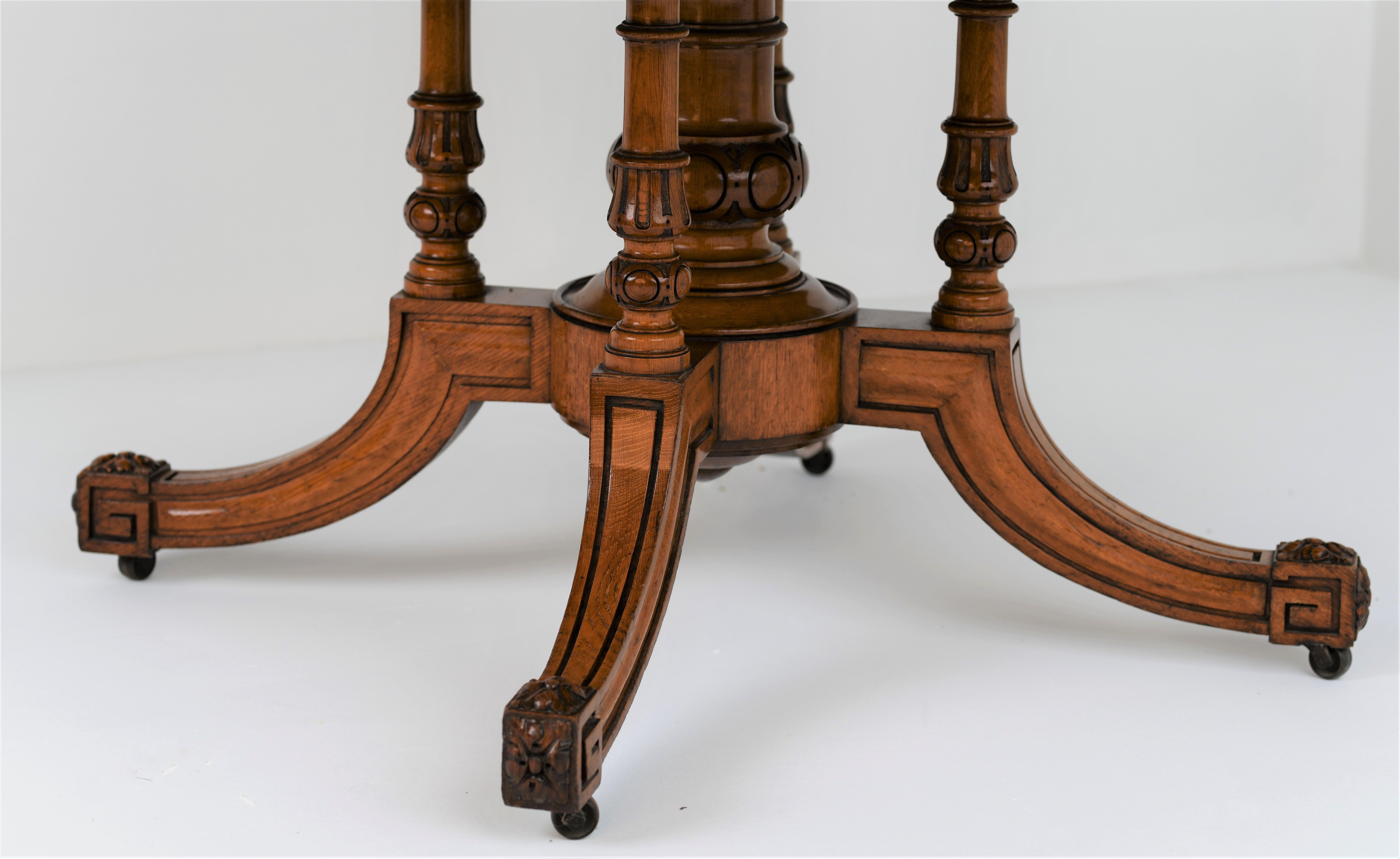 English Gillow and Co. Oak Octagonal Table, England, circa 1860 For Sale