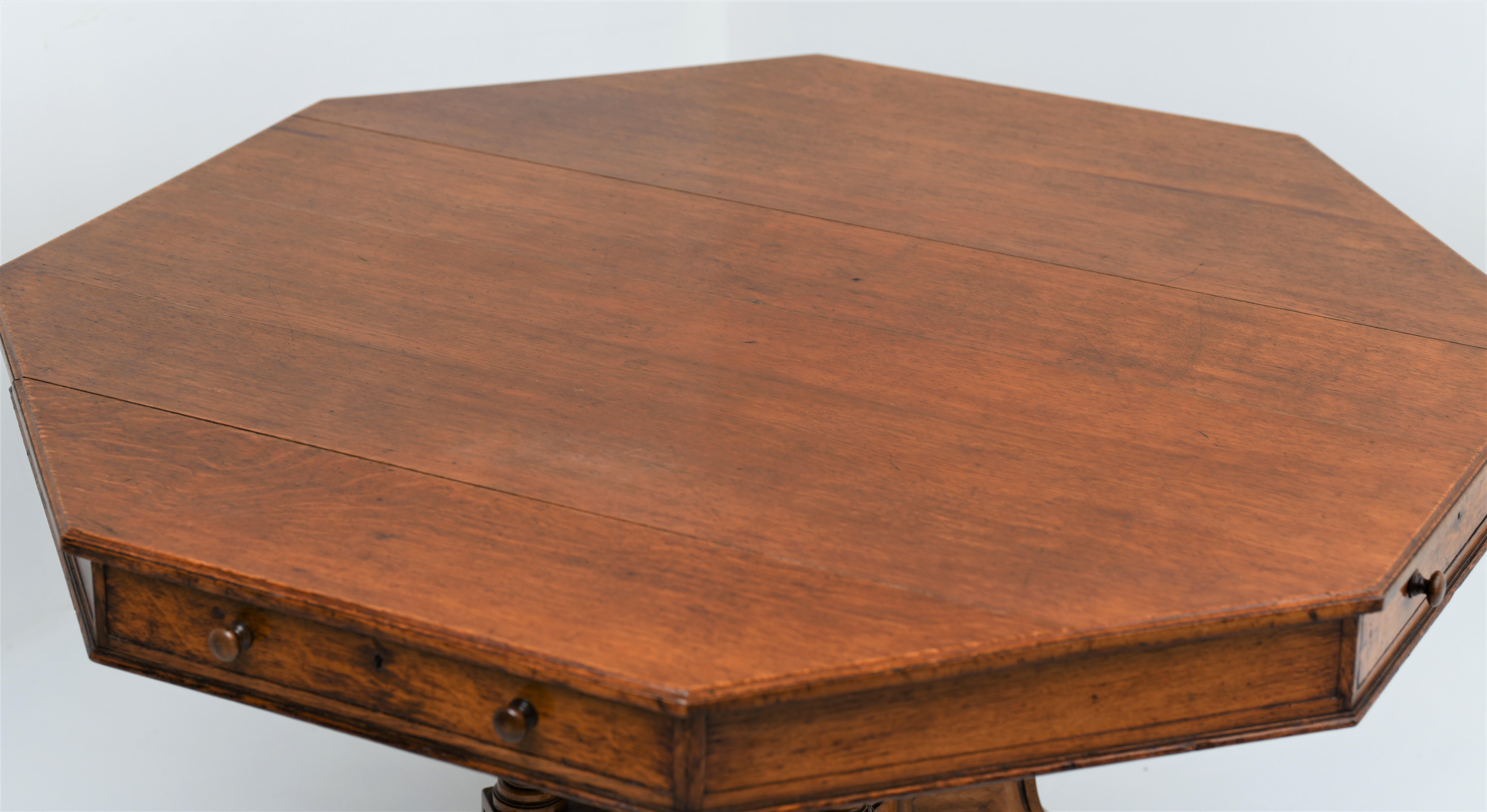 Gillow and Co. Oak Octagonal Table, England, circa 1860 In Good Condition For Sale In everton lymington, GB