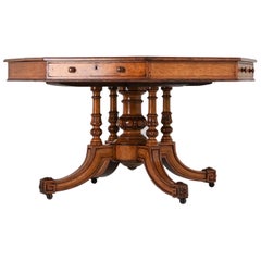 Gillow y Co. Mesa octogonal de roble, Inglaterra, hacia 1860
