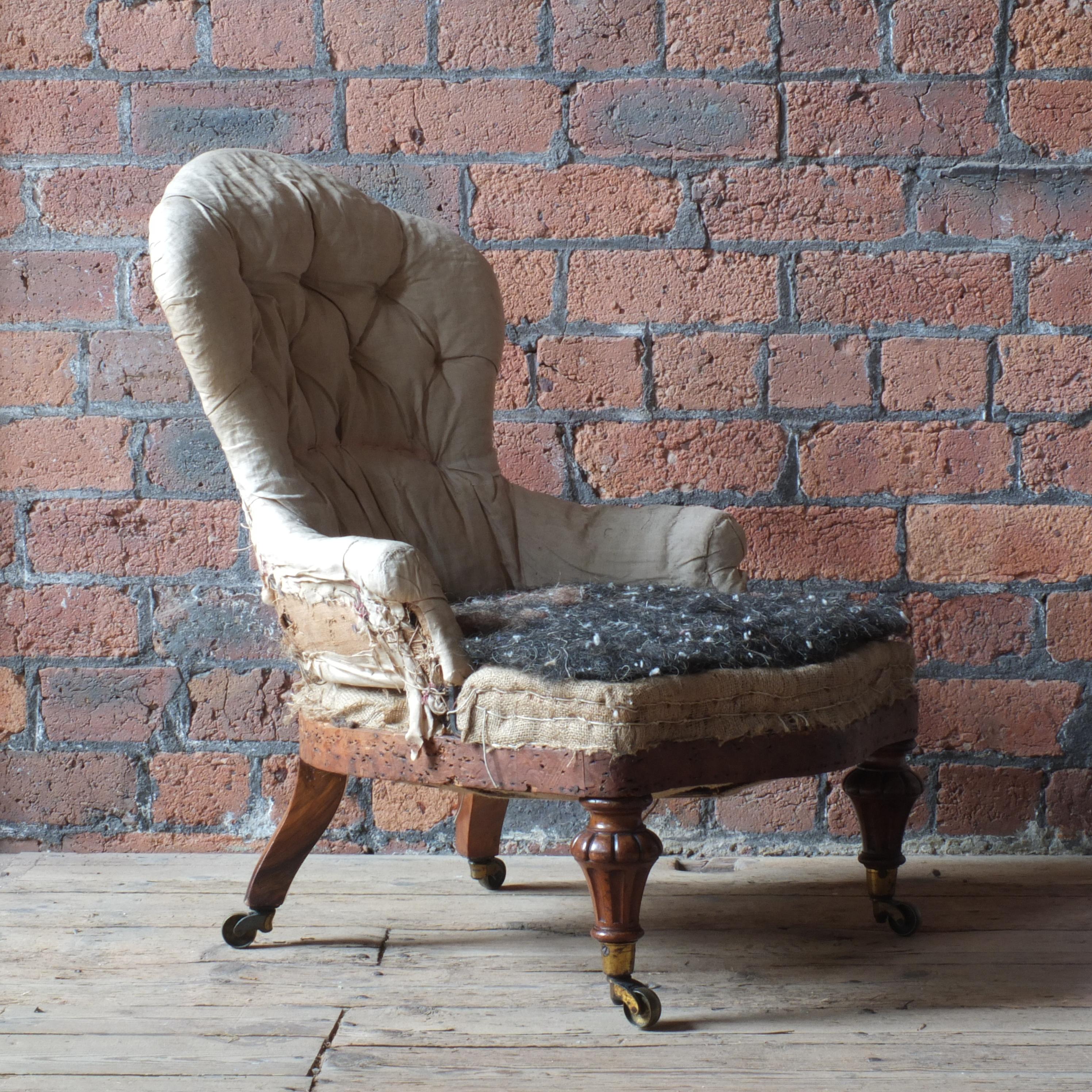 Victorian Gillows 19th century iron back nursing armchair