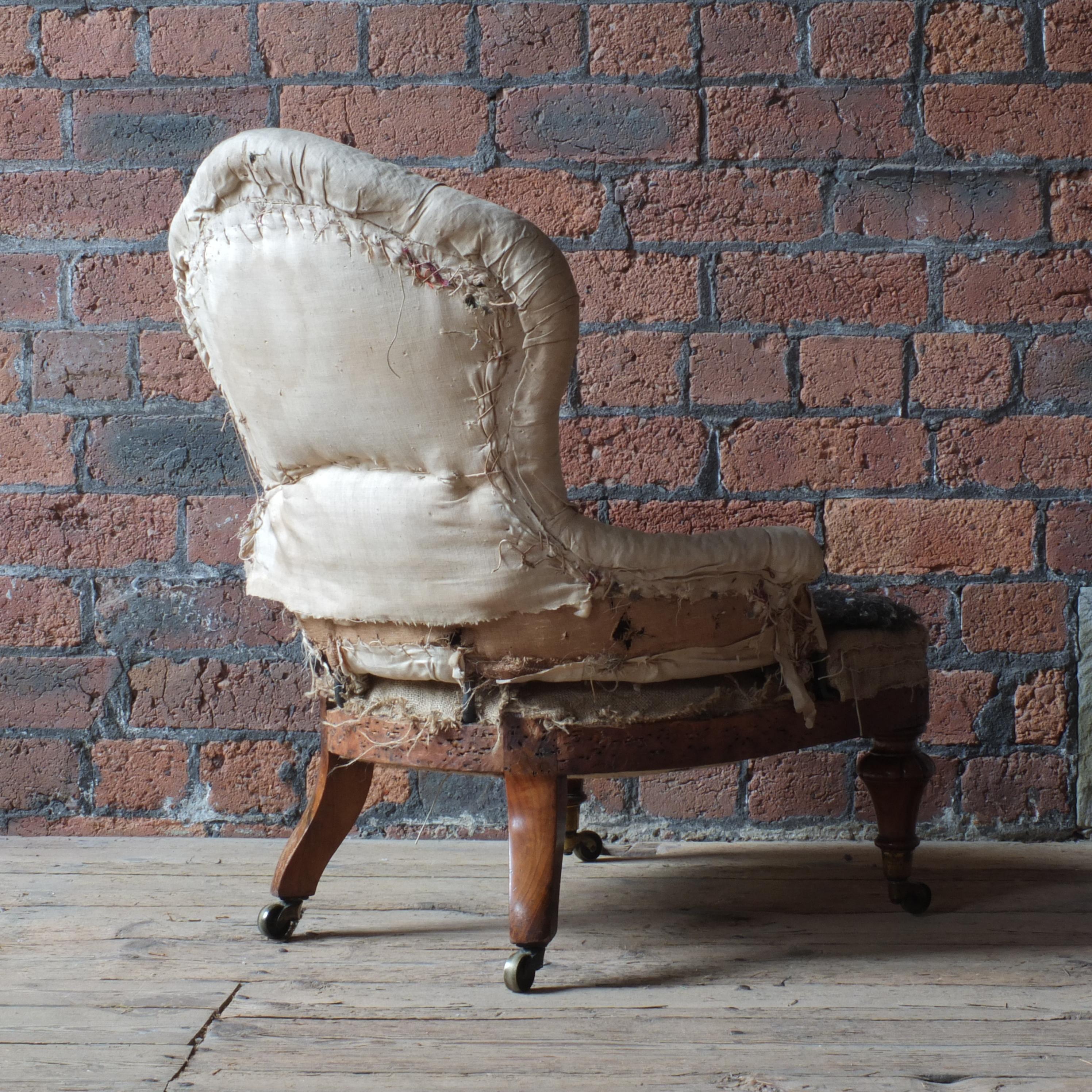 British Gillows 19th century iron back nursing armchair