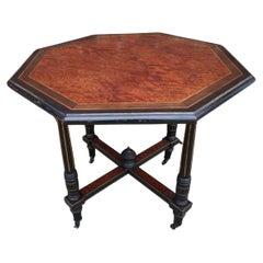 Antique Gillows attr, Aesthetic Movement Ebonized Mahogany Centre Table with Amboyna top