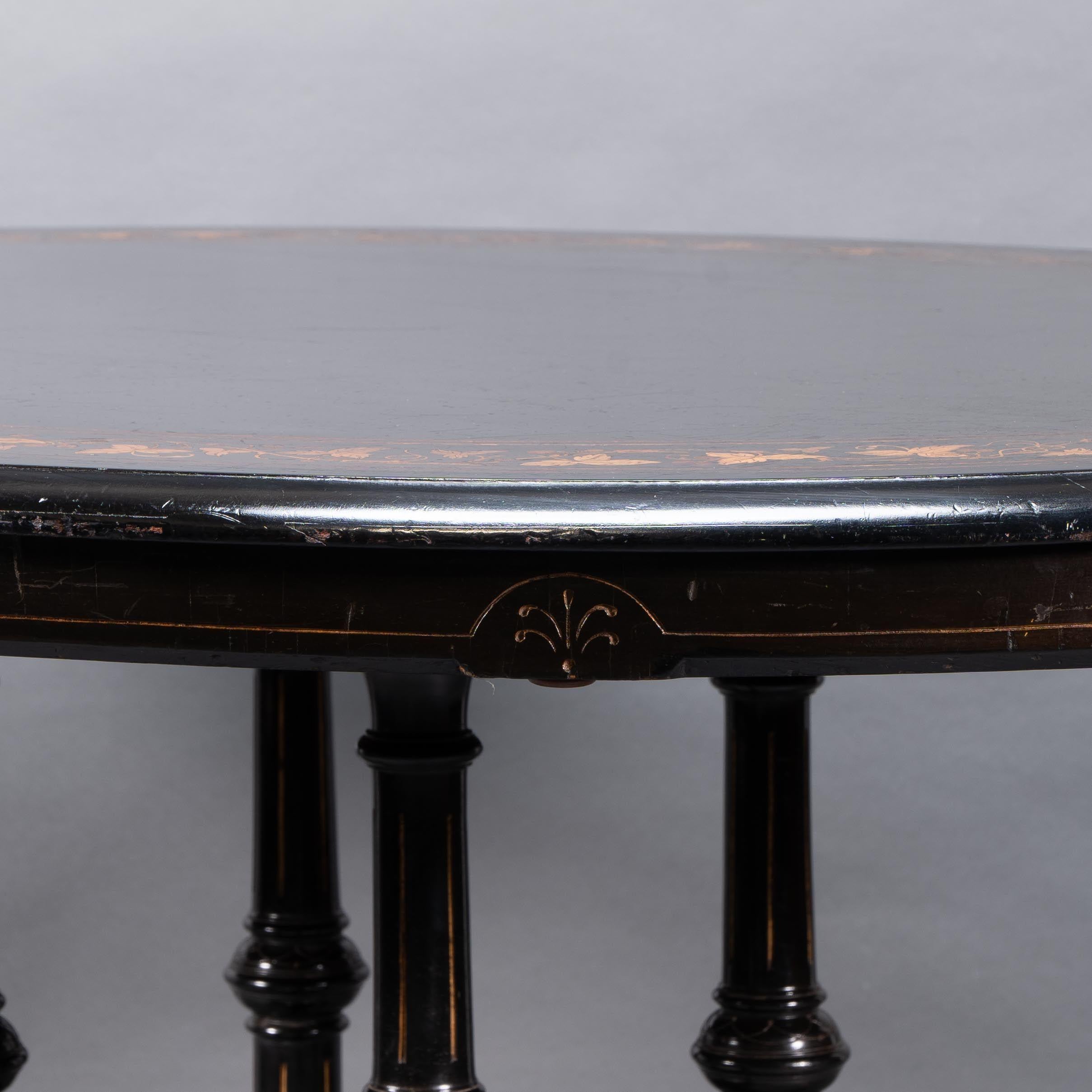 Gillows attr. An Aesthetic Movement tilt top dining table with floral inlays For Sale 8