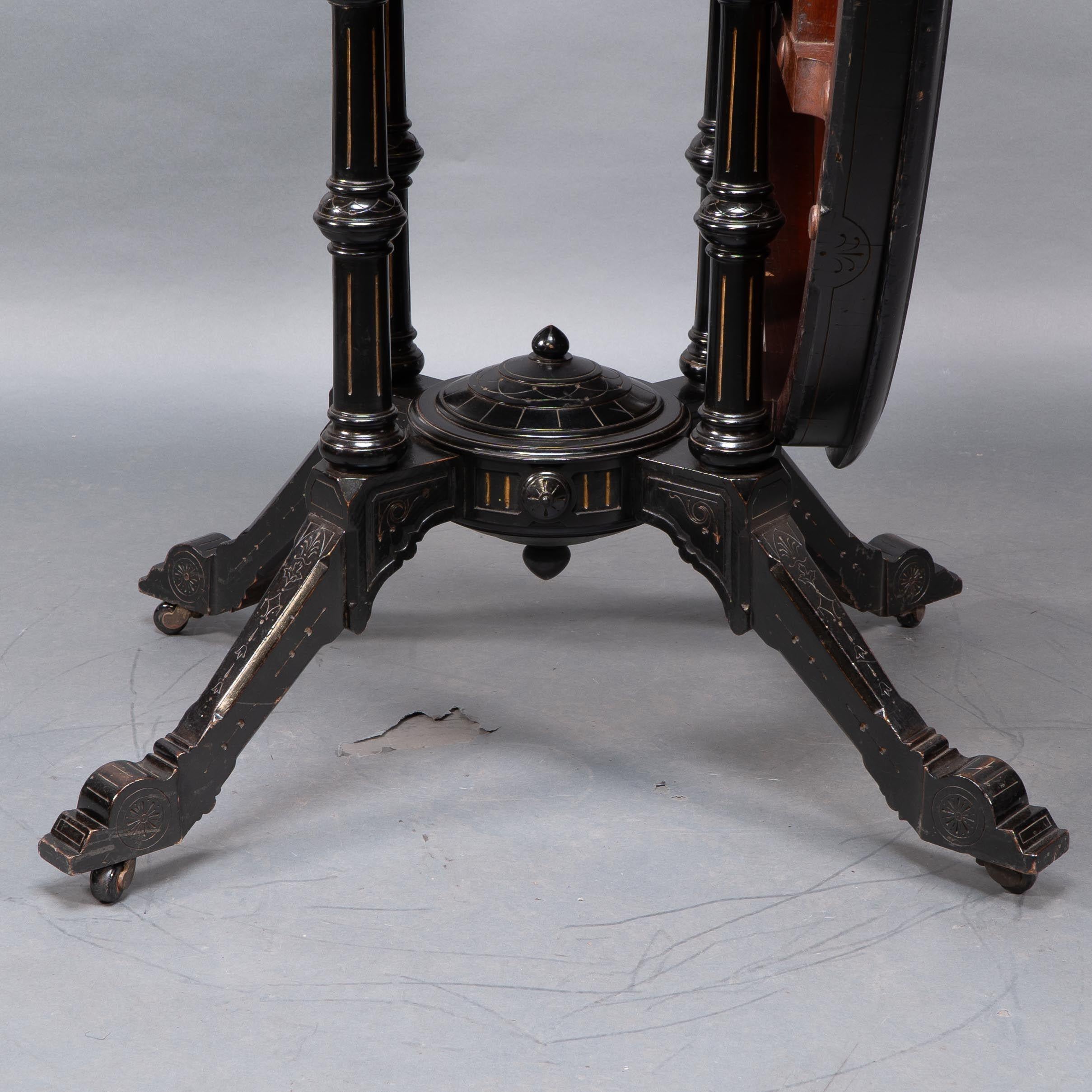 Gillows attr. An Aesthetic Movement tilt top dining table with floral inlays For Sale 10