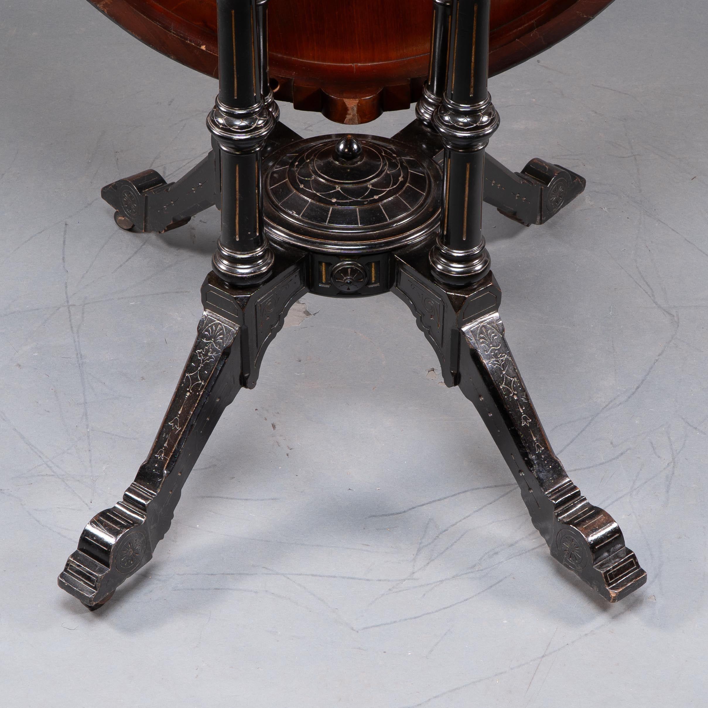 Gillows attr. An Aesthetic Movement tilt top dining table with floral inlays For Sale 12