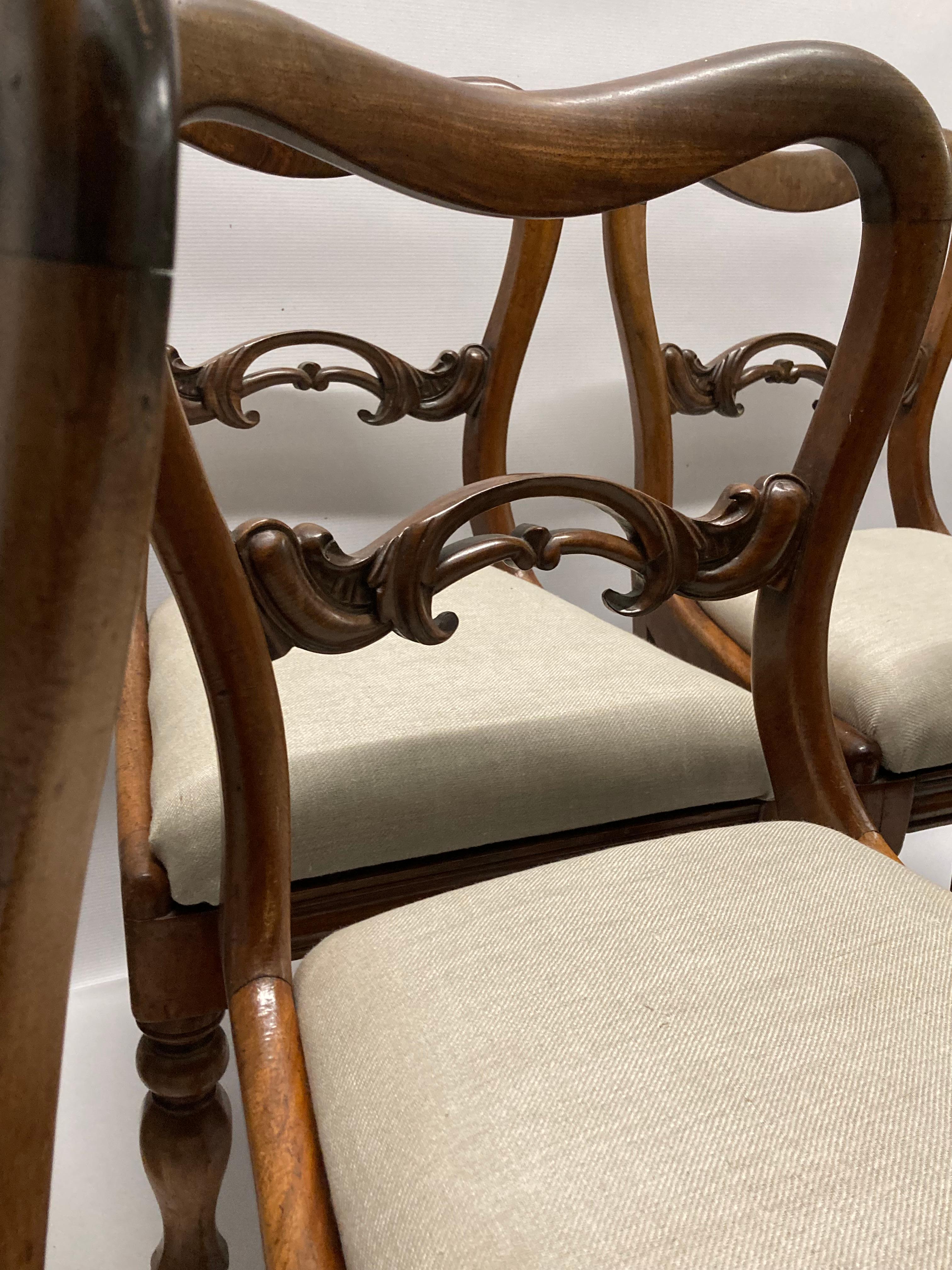 Carved Gillows 'Attr.', Six 19th Century Victorian Mahogany Balloon Back Dining Chairs