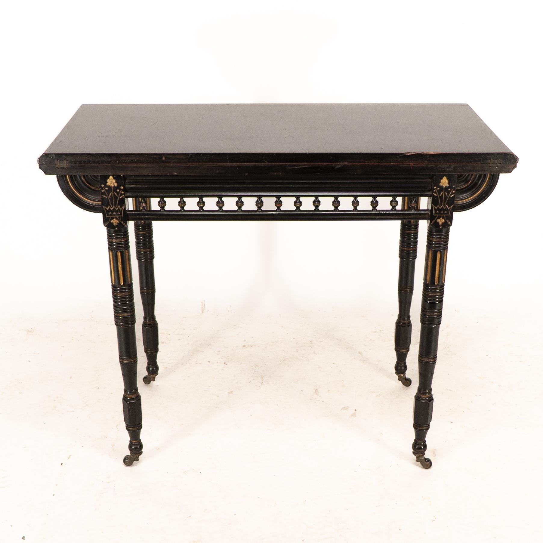 Gillows attributed. An Aesthetic Movement ebonized games and card table In Good Condition For Sale In London, GB