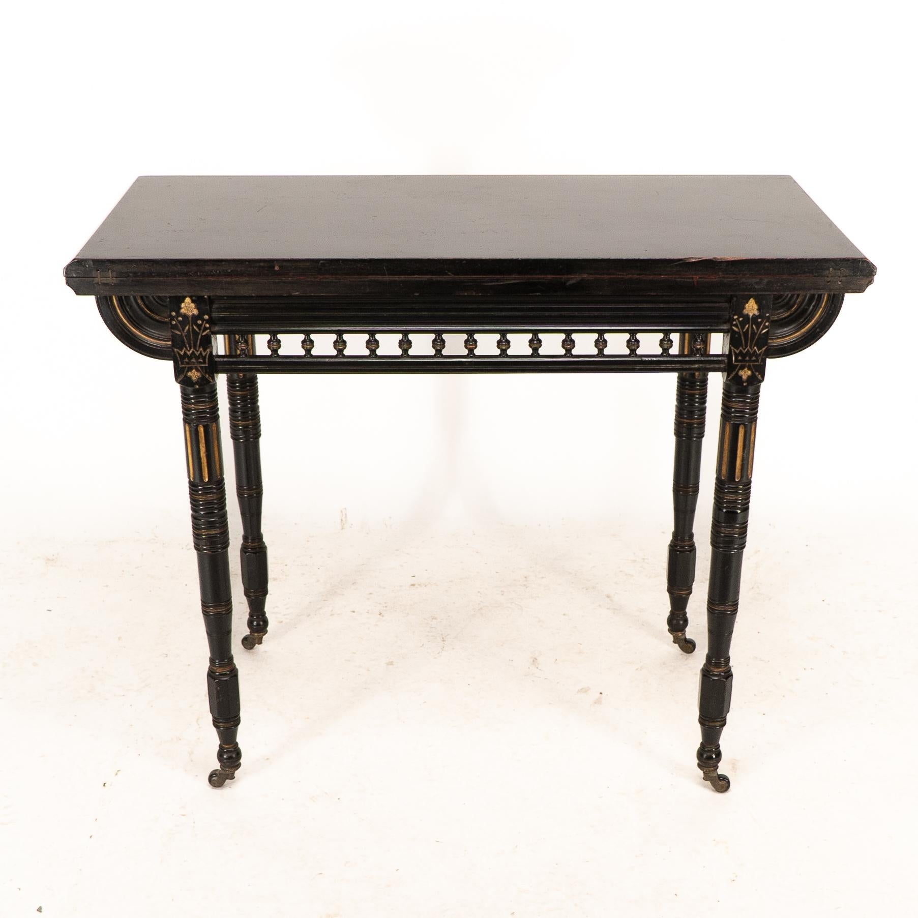 Gillows attributed. An Aesthetic Movement ebonized games and card table In Good Condition In London, GB