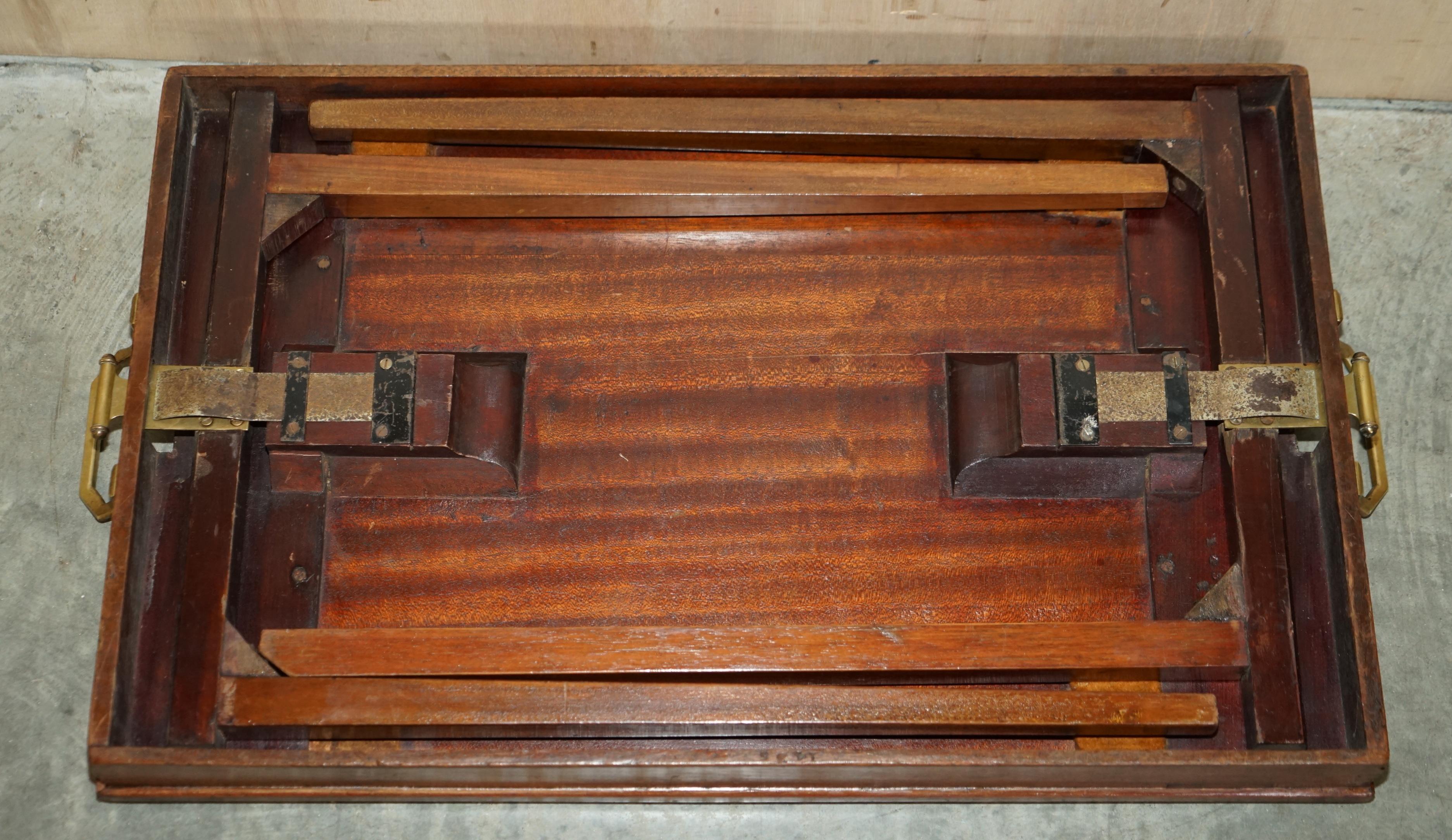 Antiker viktorianischer klappbarer Butlers-Kampagnen-Tabletttisch, Gillows zugeschrieben im Angebot 12