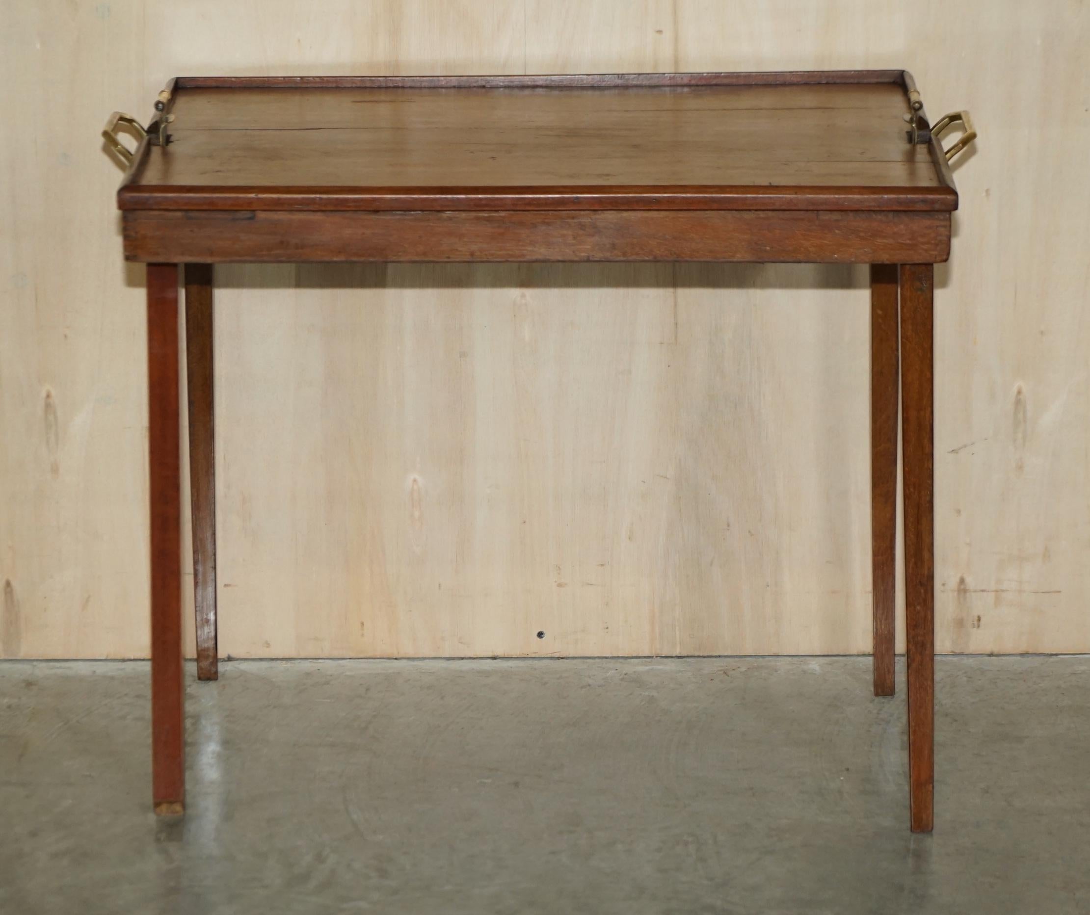 Early Victorian Gillows Attributed Antique Victorian Folding Butlers Campaign Tray Table For Sale