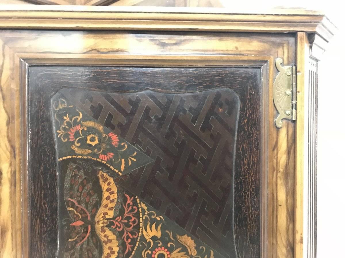 Gillows & Co, Thomas Jeckyll Attr An Anglo-Japanese Marquetry Corner Cupboard For Sale 5