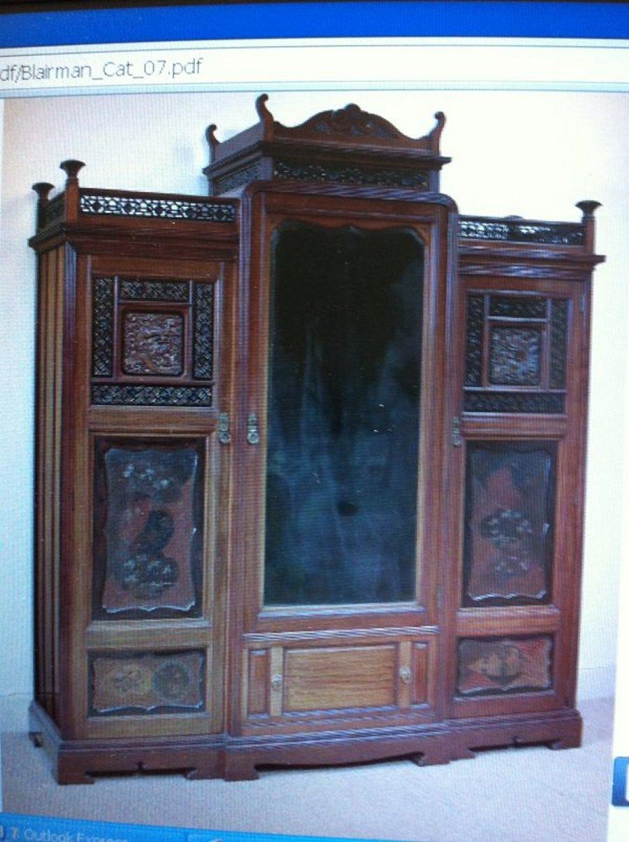 Gillows & Co, Thomas Jeckyll Attr An Anglo-Japanese Marquetry Corner Cupboard For Sale 11