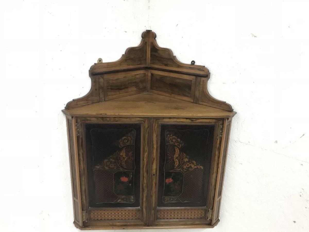 English Gillows & Co, Thomas Jeckyll Attr An Anglo-Japanese Marquetry Corner Cupboard For Sale