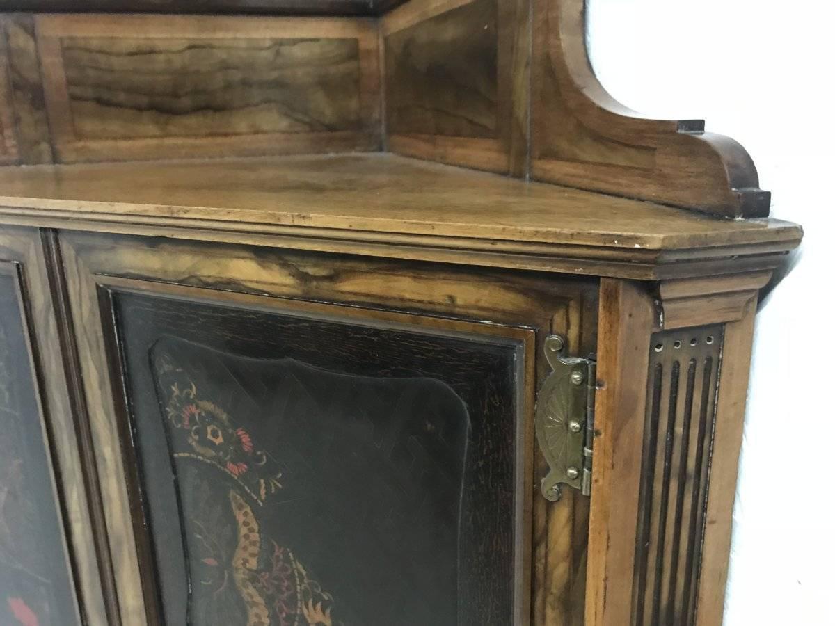 Late 19th Century Gillows & Co, Thomas Jeckyll Attr An Anglo-Japanese Marquetry Corner Cupboard For Sale