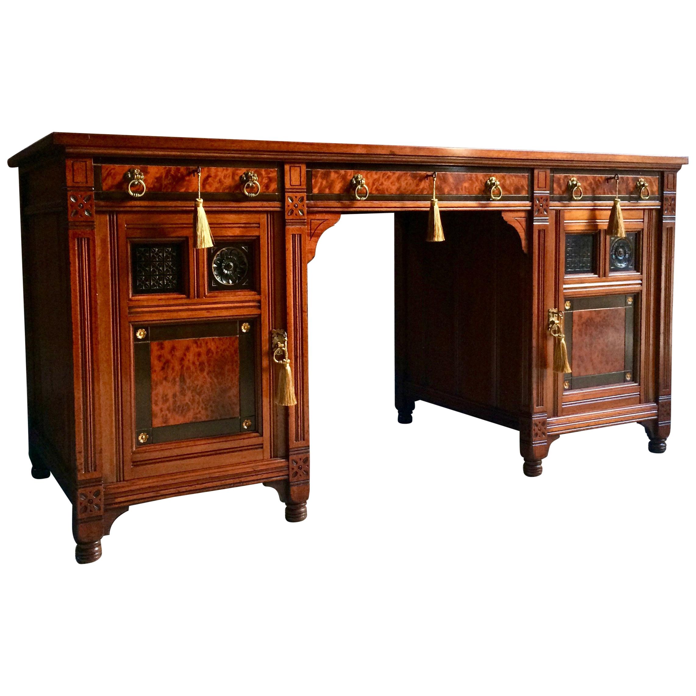 Aesthetic Movement Gillows Desk Gothic Style Antique Victorian, 19th Century, circa 1870