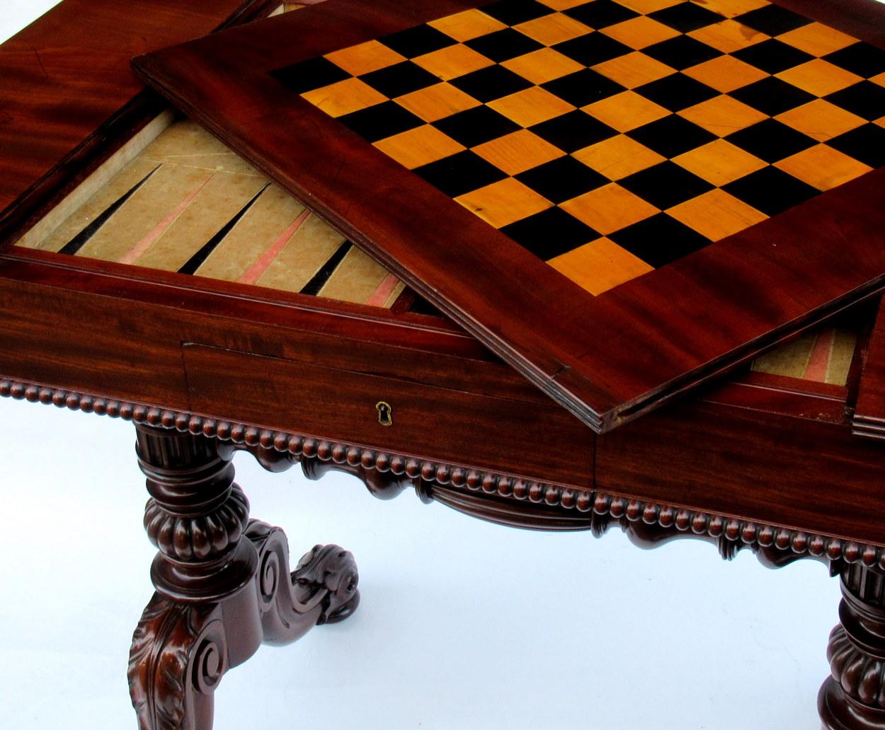 English Gillows Goncalo Alves Games Table Backgammon Cribbage Regency, 19th Century