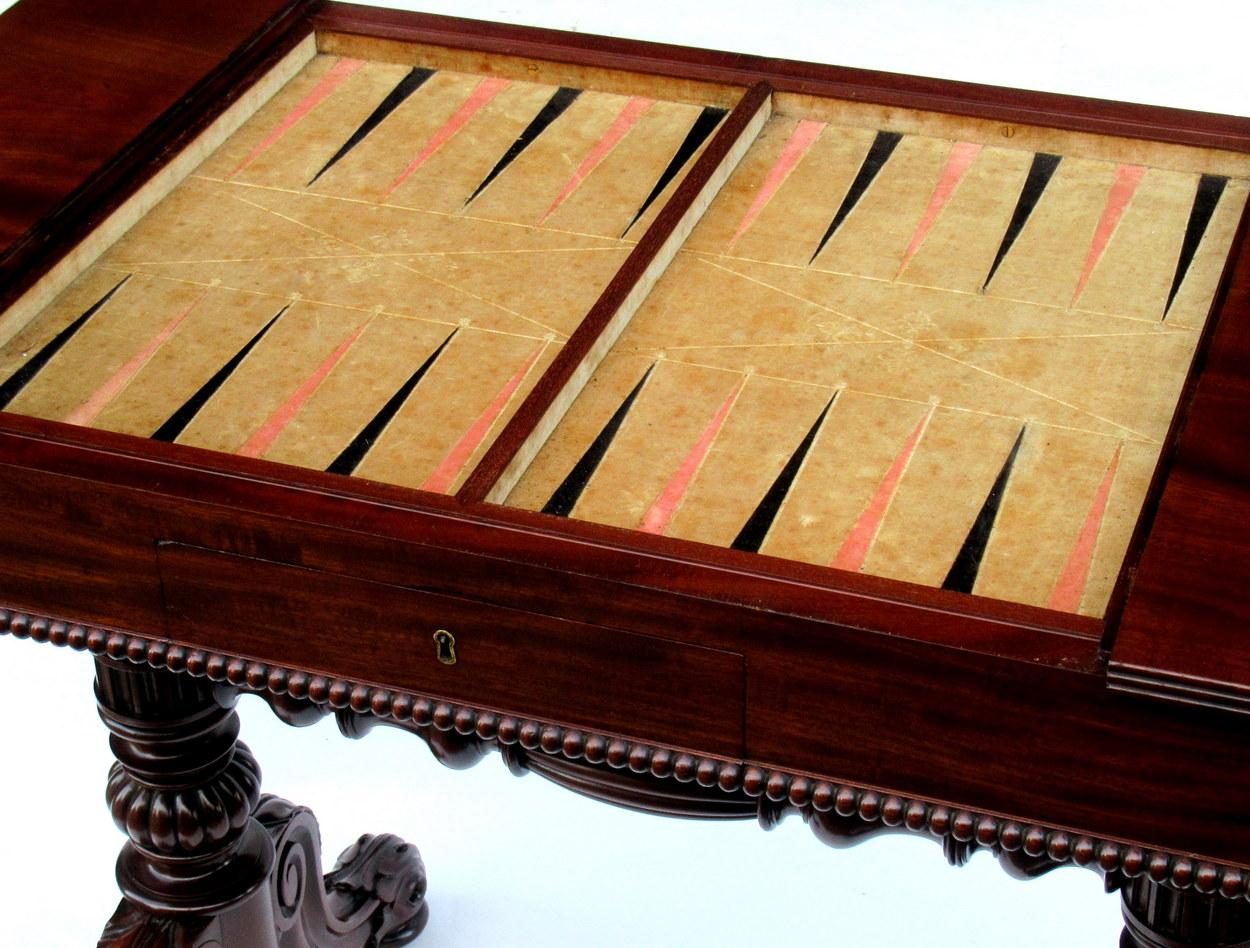 Polished Gillows Goncalo Alves Games Table Backgammon Cribbage Regency, 19th Century