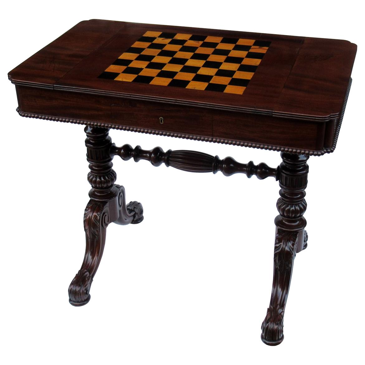 Gillows Goncalo Alves Games Table Backgammon Cribbage Regency, 19th Century