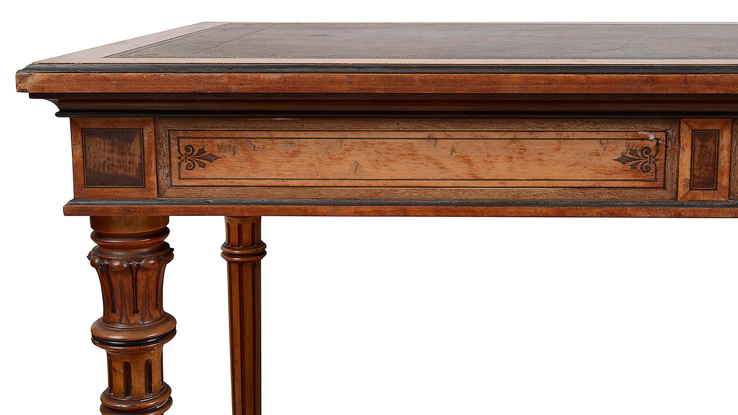 19th Century Gillows Inlaid Writing Table, circa 1860