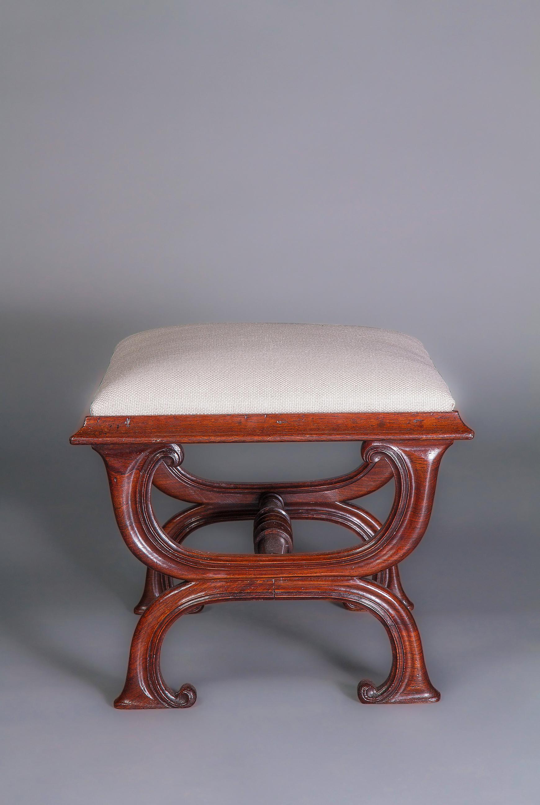 English Gillows Interest: A Good George IV X-Frame Stool, circa 1825-1830 For Sale