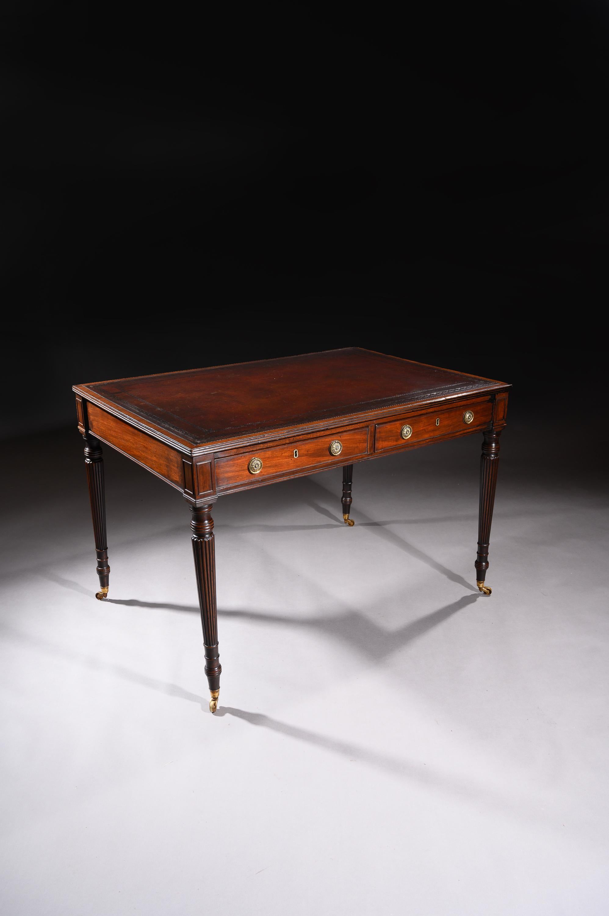 English Gillows Late George III Mahogany Partners Writing Table