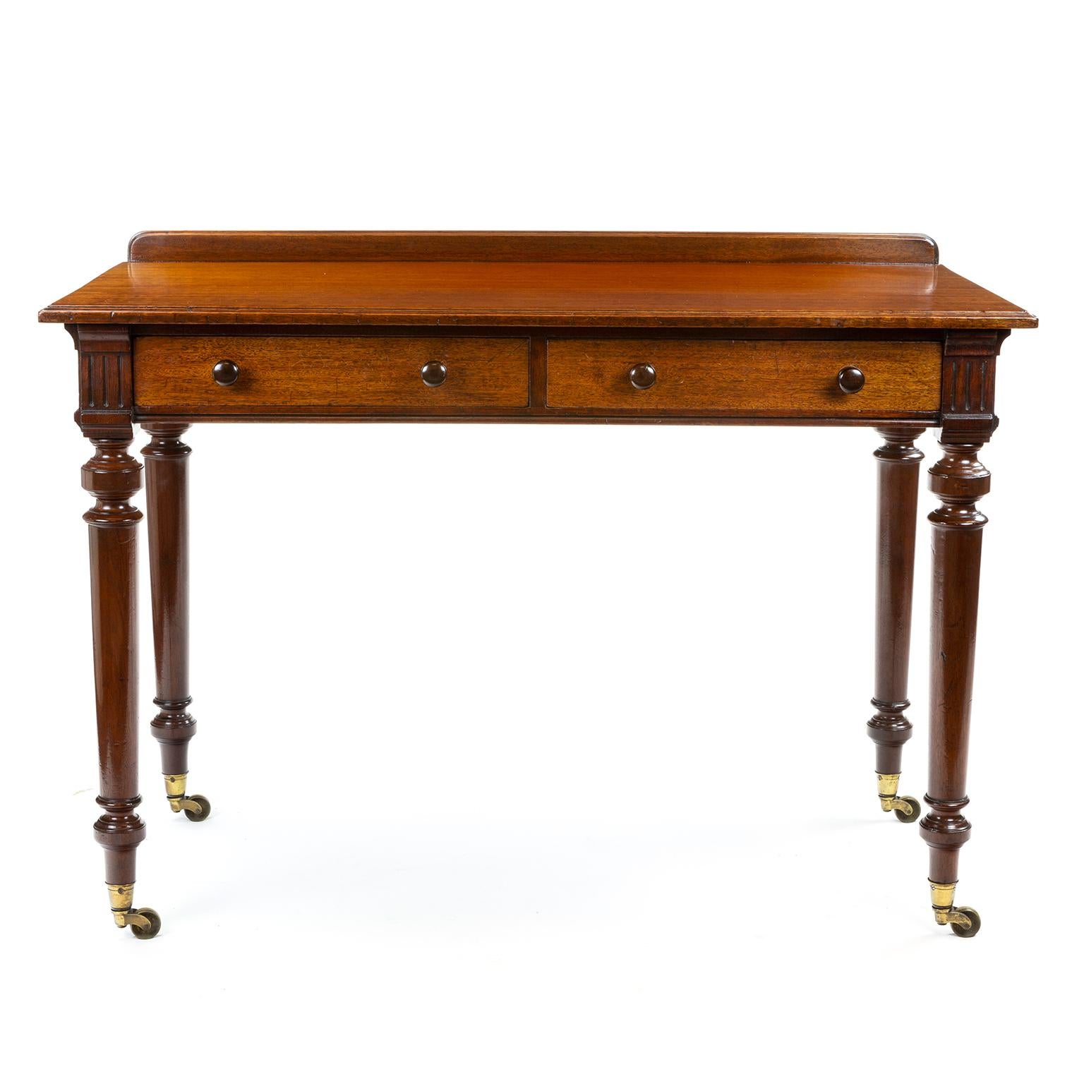 Victorian Gillows Mahogany Two Draw Side or Writing Table, 1860/70