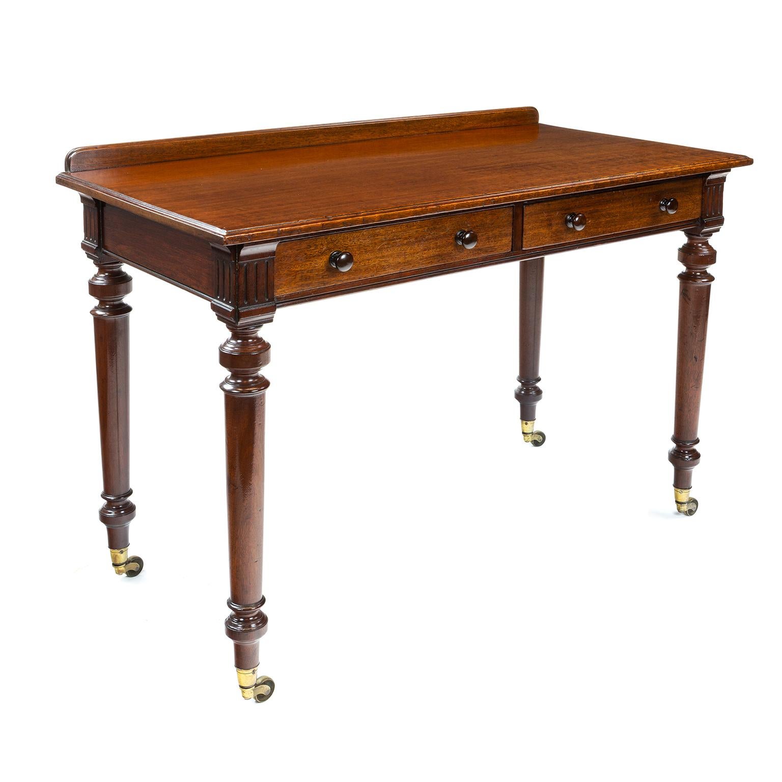 British Gillows Mahogany Two Draw Side or Writing Table, 1860/70