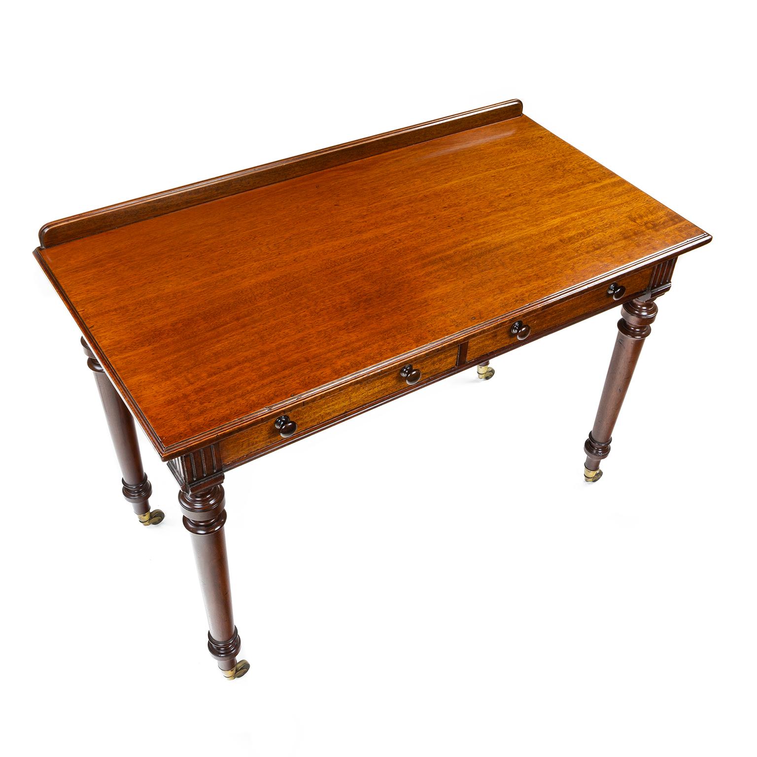 Gillows Mahogany Two Draw Side or Writing Table, 1860/70 In Good Condition In Northwich, GB