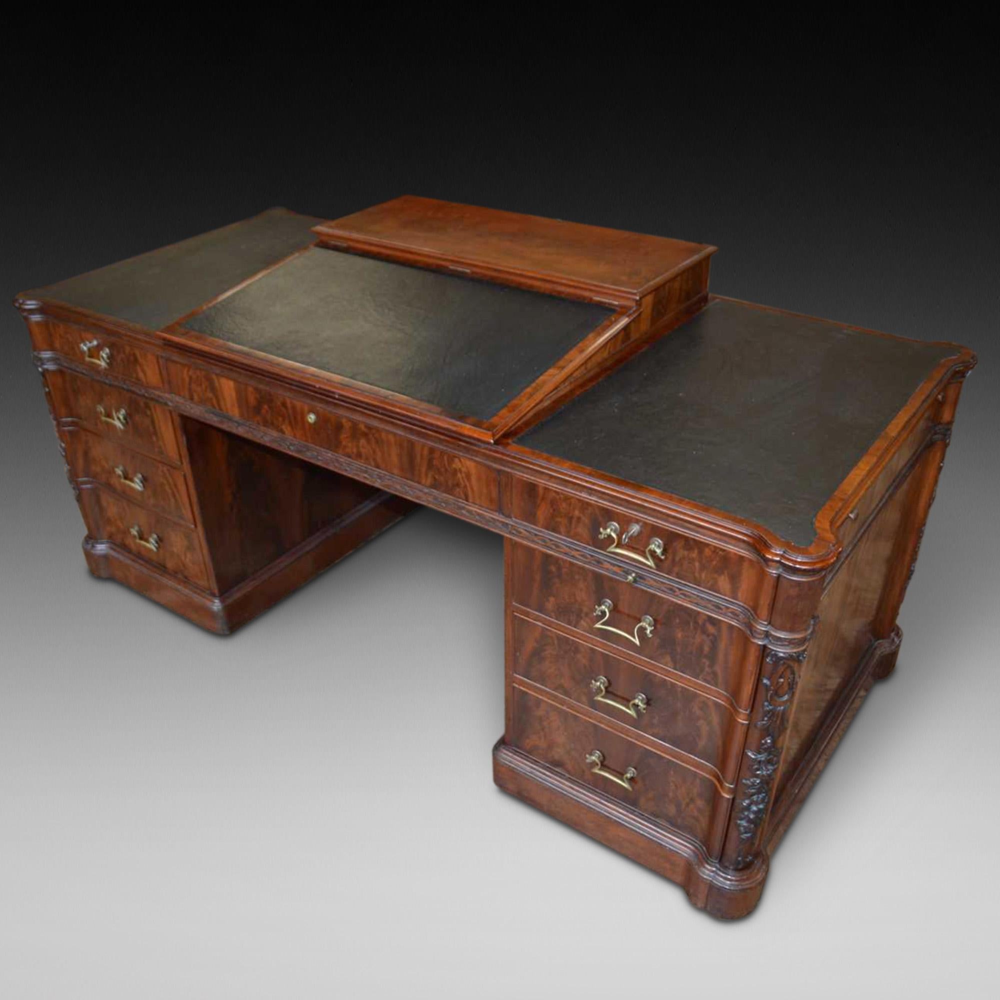 Gillows - Mid 19thC Mahogany Twin Pedestal Desk For Sale 3