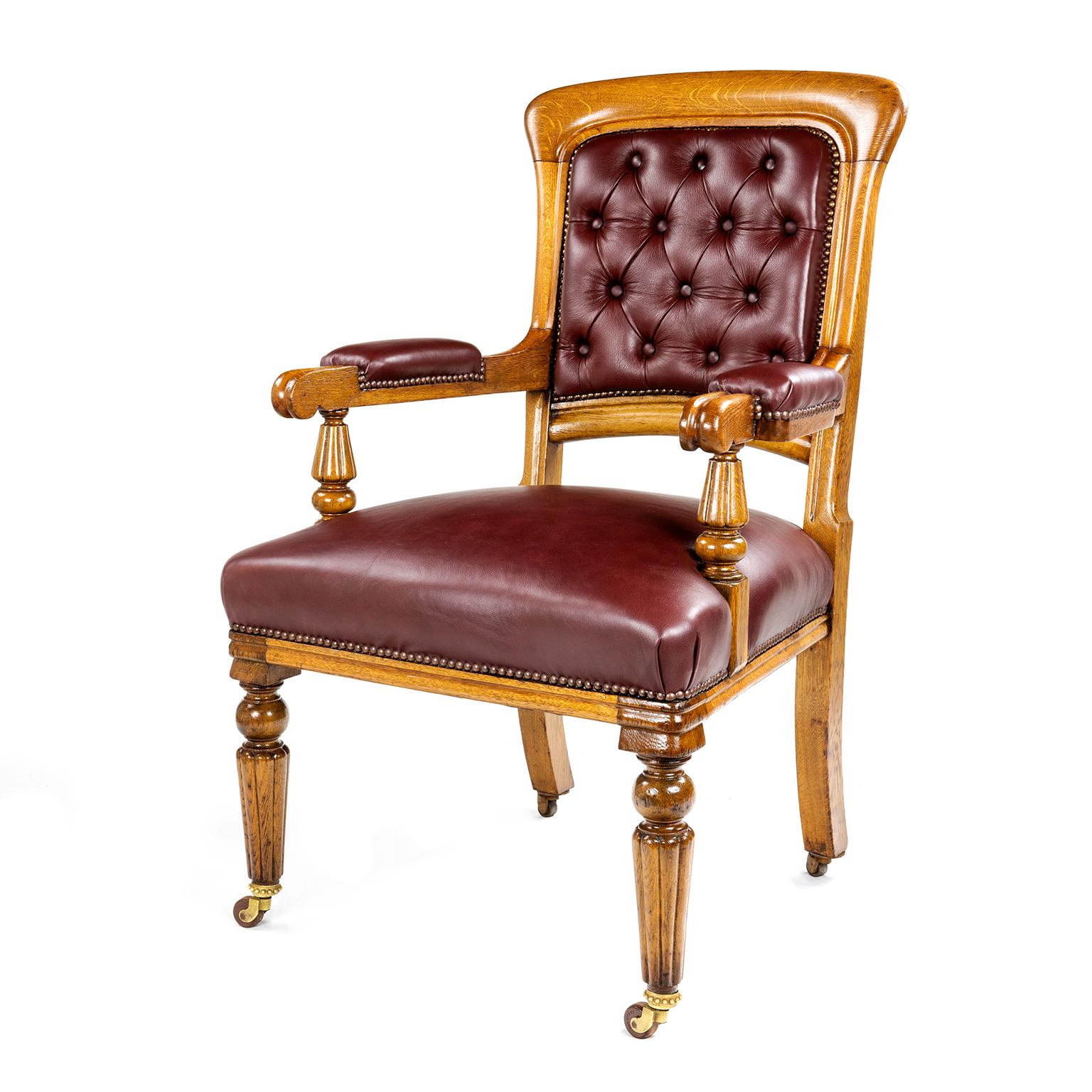 Victorian Gillows Oak Town Hall or Ceremonial Chair