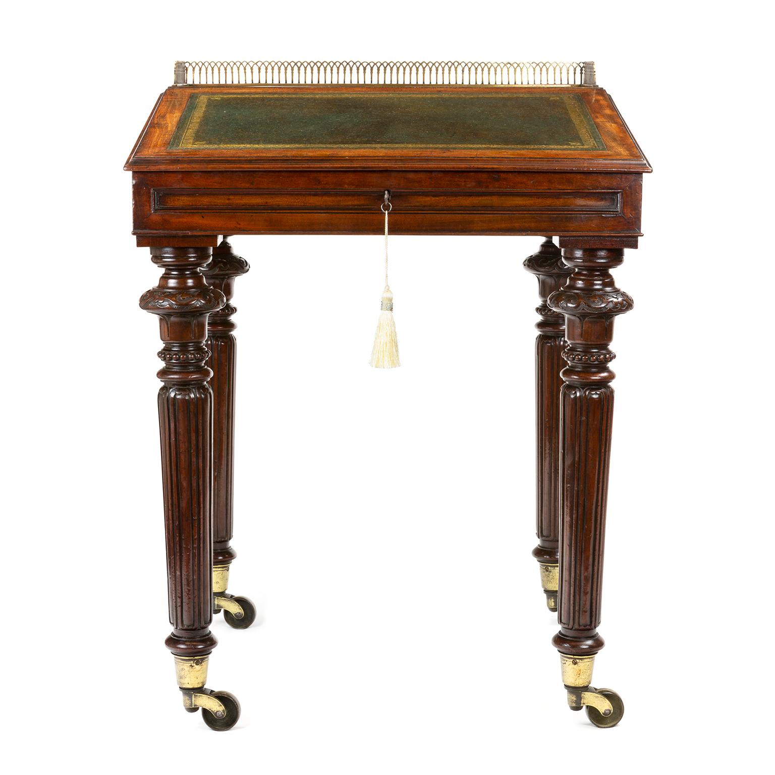 A Regency clerks estate writing desk, in mahogany, attributed to Gillows of Lancaster.

Gillows of Lancaster and London, also known as Gillow & Co., was an English furniture making firm based in Lancaster, Lancashire, and in London. It was founded