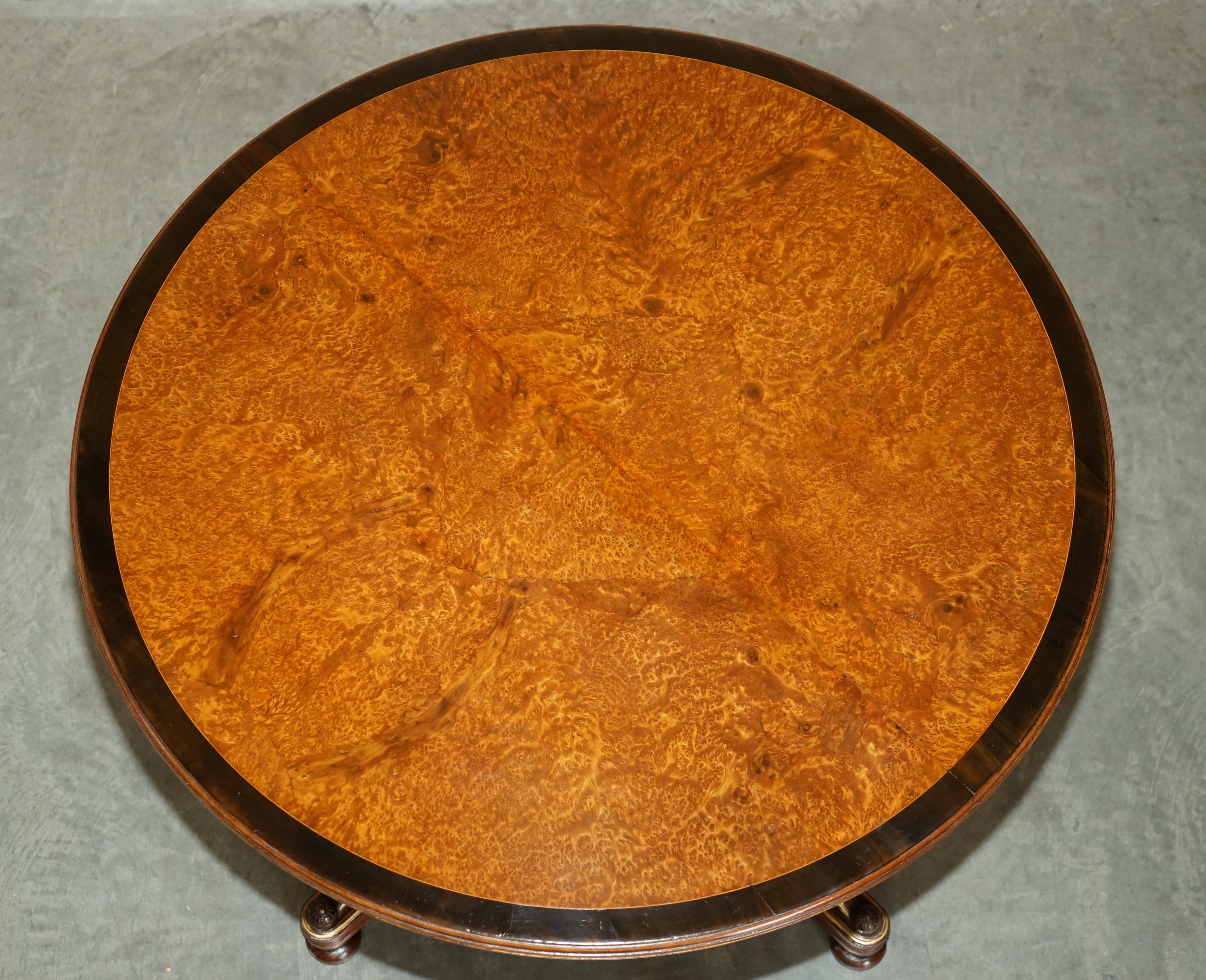 Gillows of Lancaster Aesthetic Movement Amboyna Burr Walnut Occasional Table For Sale 4