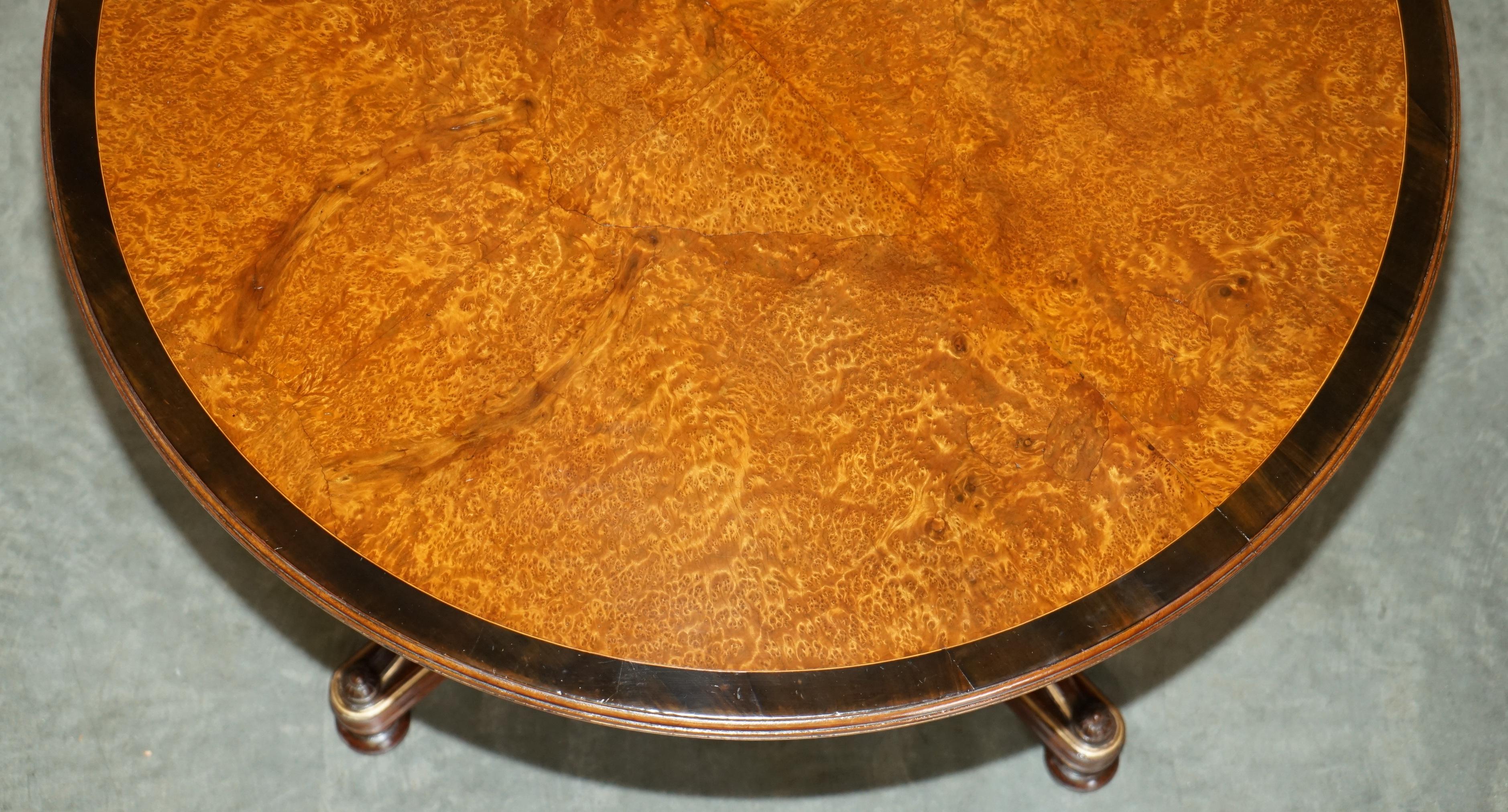 Gillows of Lancaster Aesthetic Movement Amboyna Burr Walnut Occasional Table For Sale 8