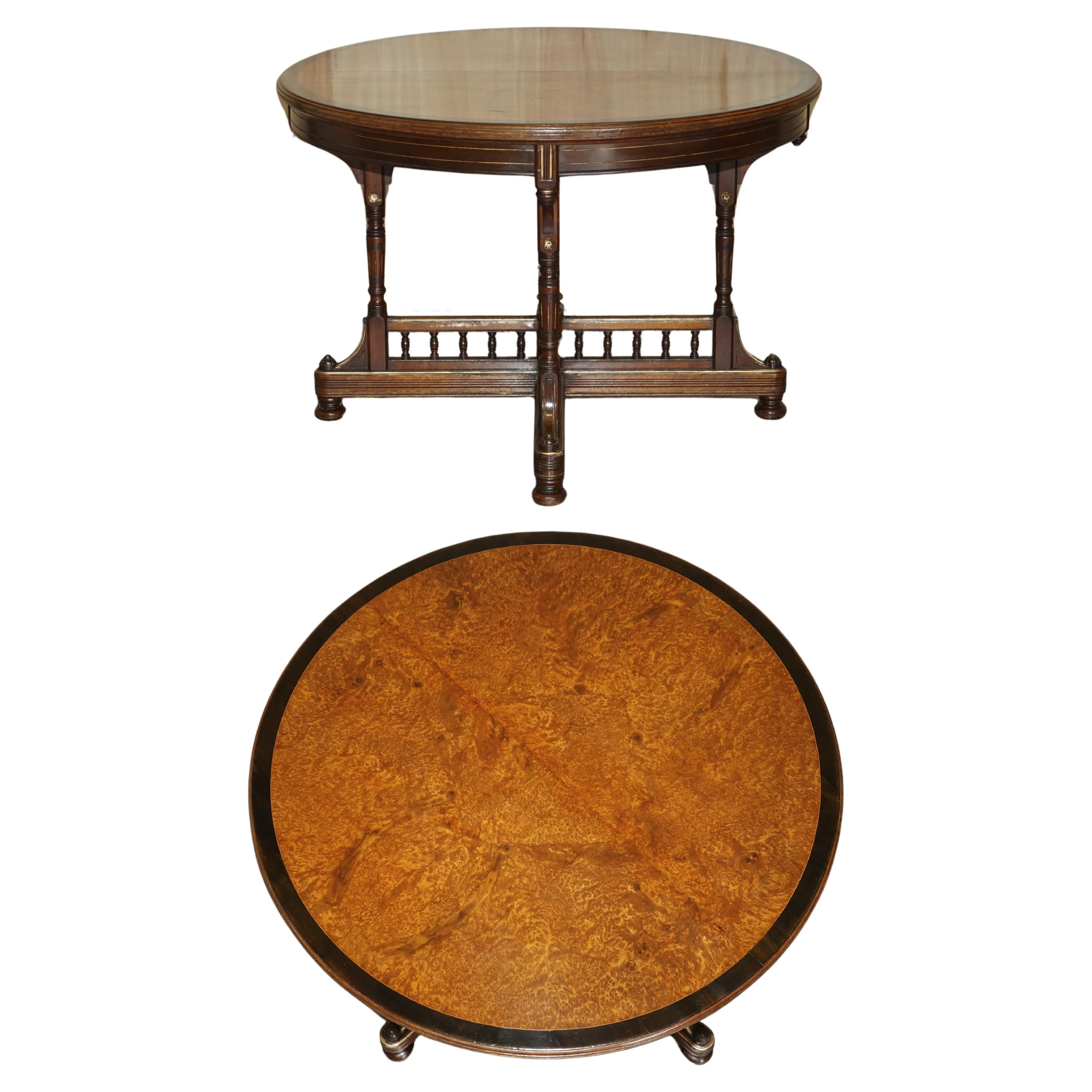 Gillows of Lancaster Aesthetic Movement Amboyna Burr Walnut Occasional Table For Sale