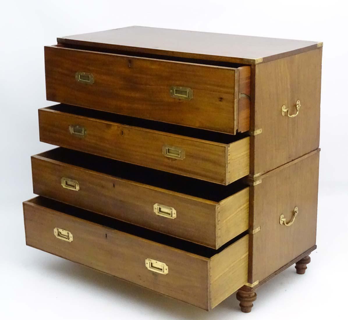 Gillows of Lancaster Campaign Chest of Drawers Secretaire Antique, circa 1850 (Mittleres 19. Jahrhundert)