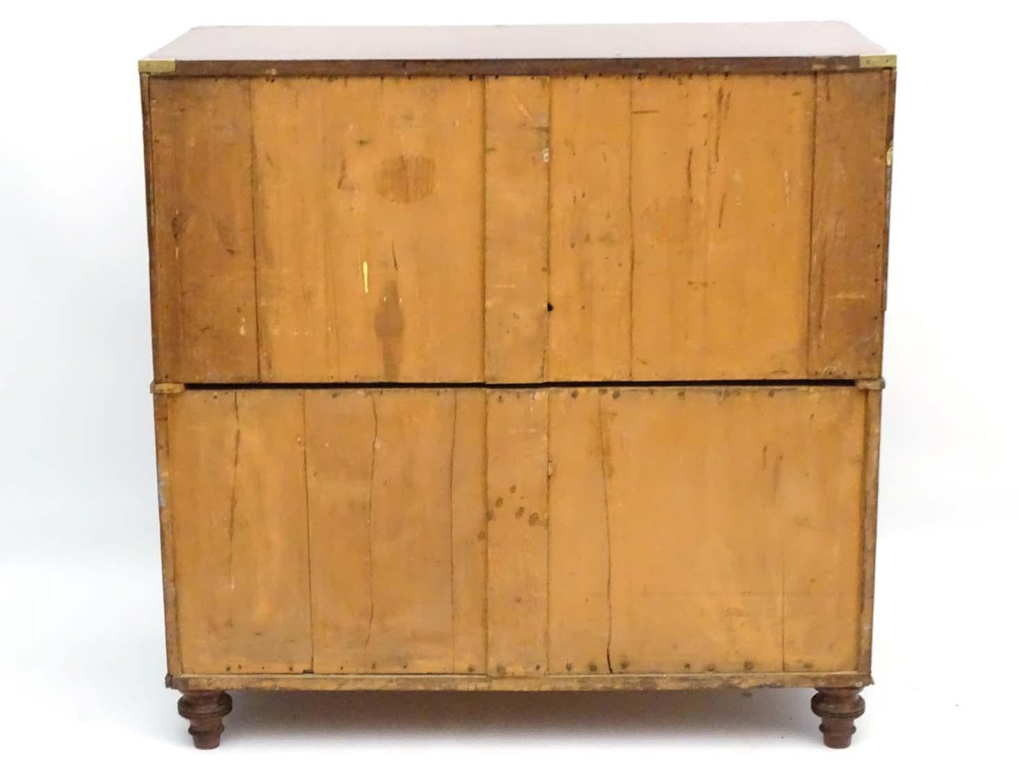 Mid-19th Century Gillows of Lancaster Campaign Chest of Drawers Secretaire Antique, circa 1850