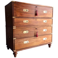 Gillows of Lancaster Campaign Chest of Drawers Secretaire Antique, circa 1850