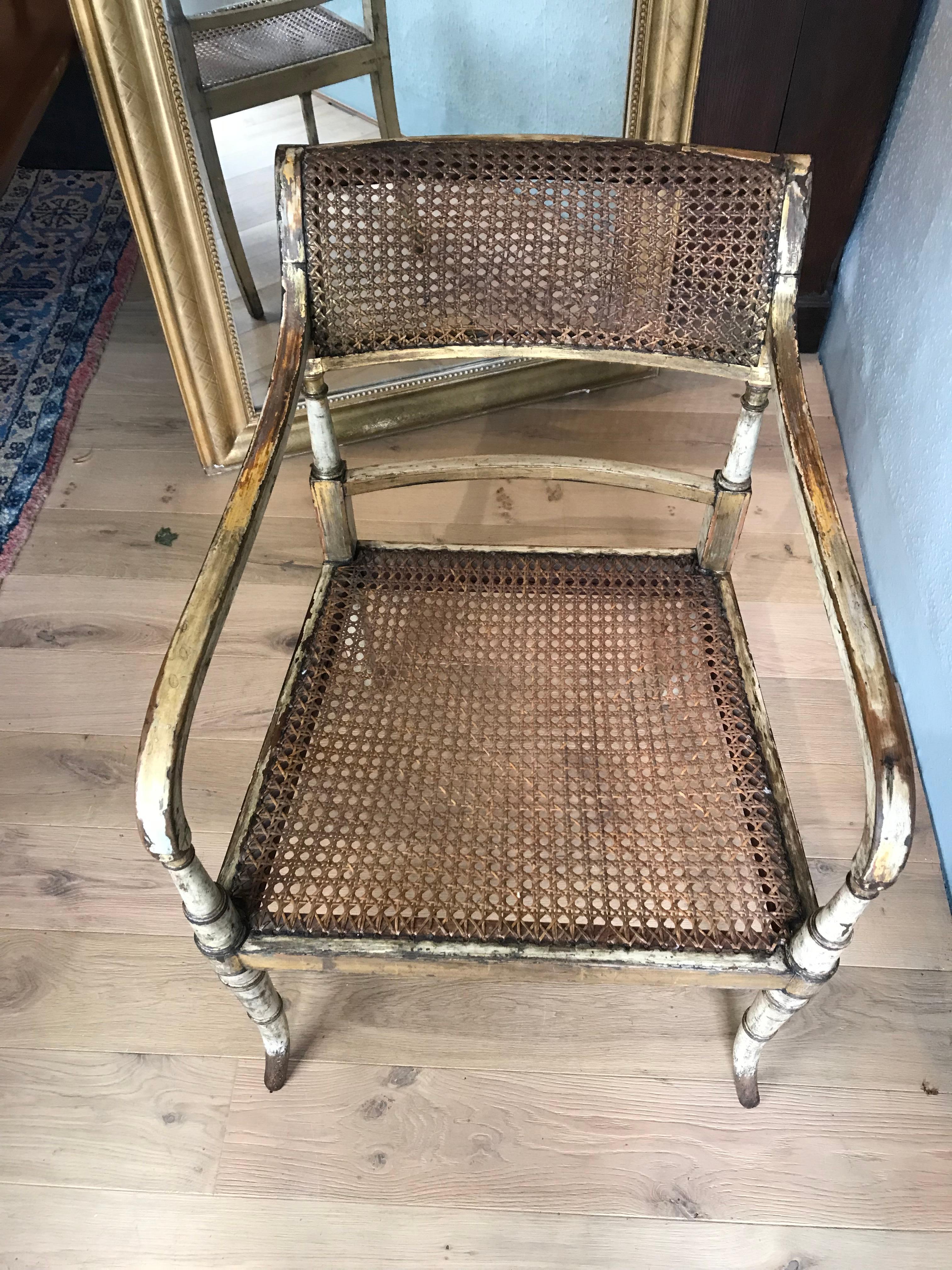 Gillows of Lancaster George 3rd Painted and Parcel Gilt Arm Chair For Sale 2