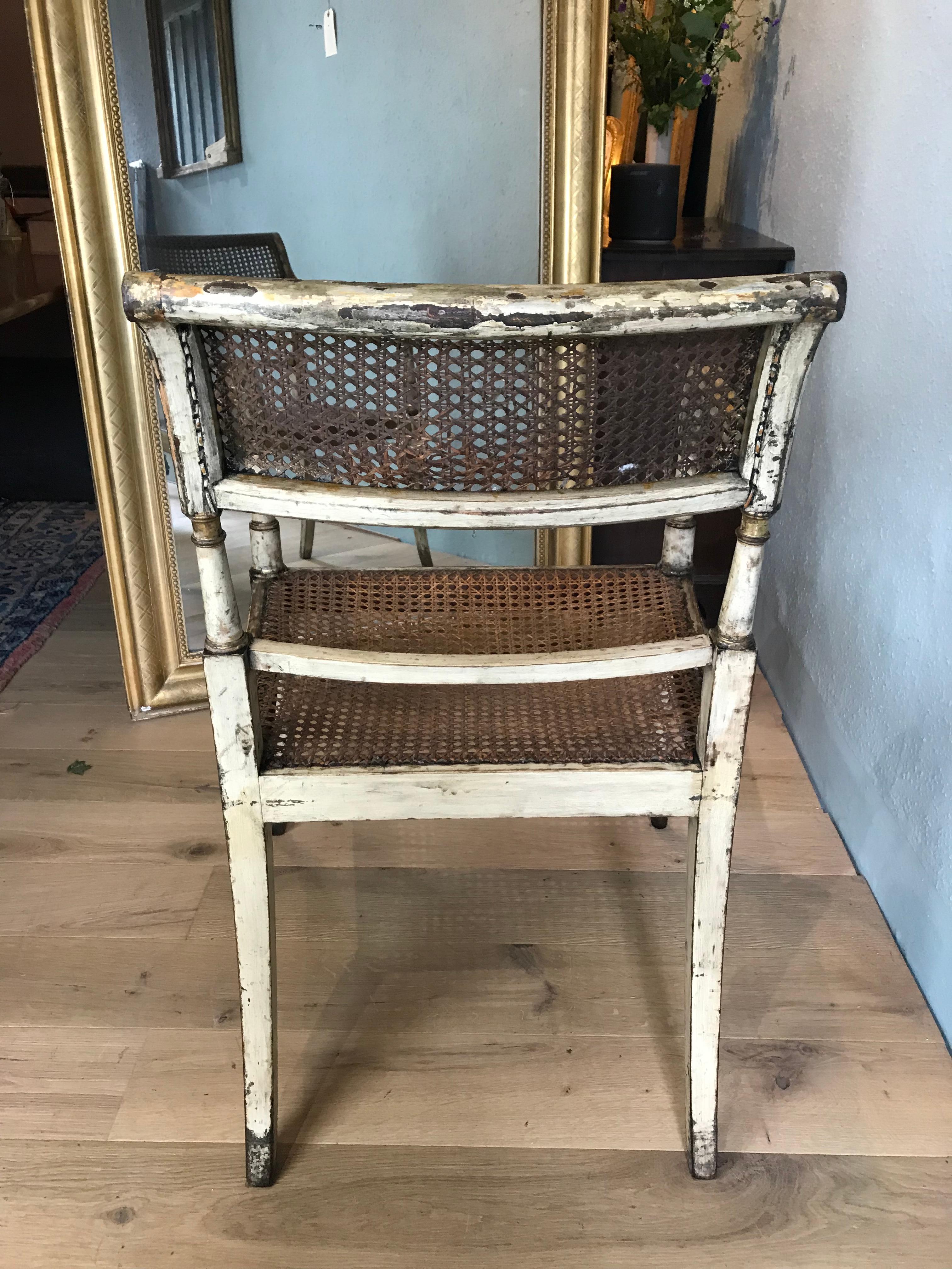 Gillows of Lancaster George 3rd Painted and Parcel Gilt Arm Chair For Sale 4